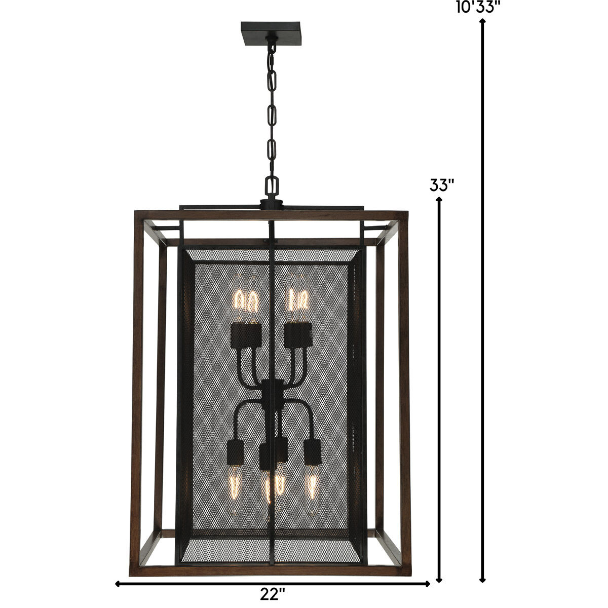 Rio Lobo 8 Light 22 inch Dark Oak with Black Foyer Ceiling Light