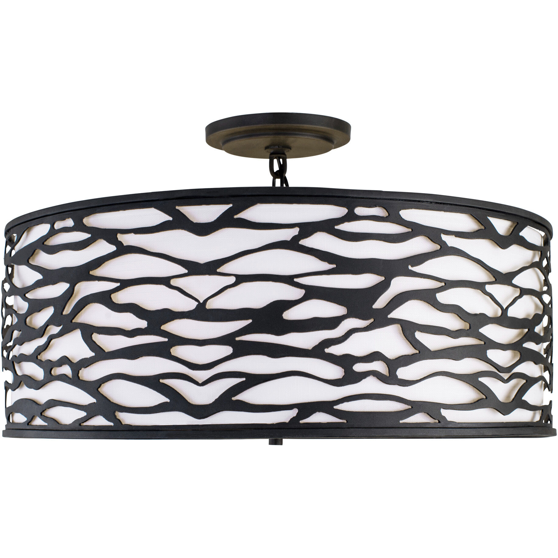 Kato 5 Light 24 inch Carbon Black Semi-Flush Mount Ceiling Light