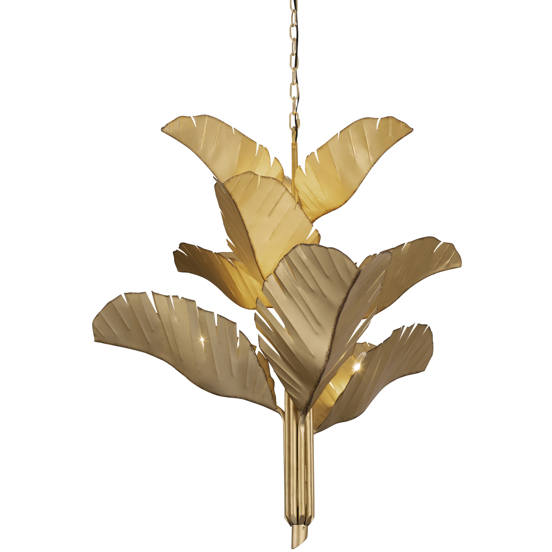 Banana Leaf 9 Light 35 inch Gold Chandelier Ceiling Light