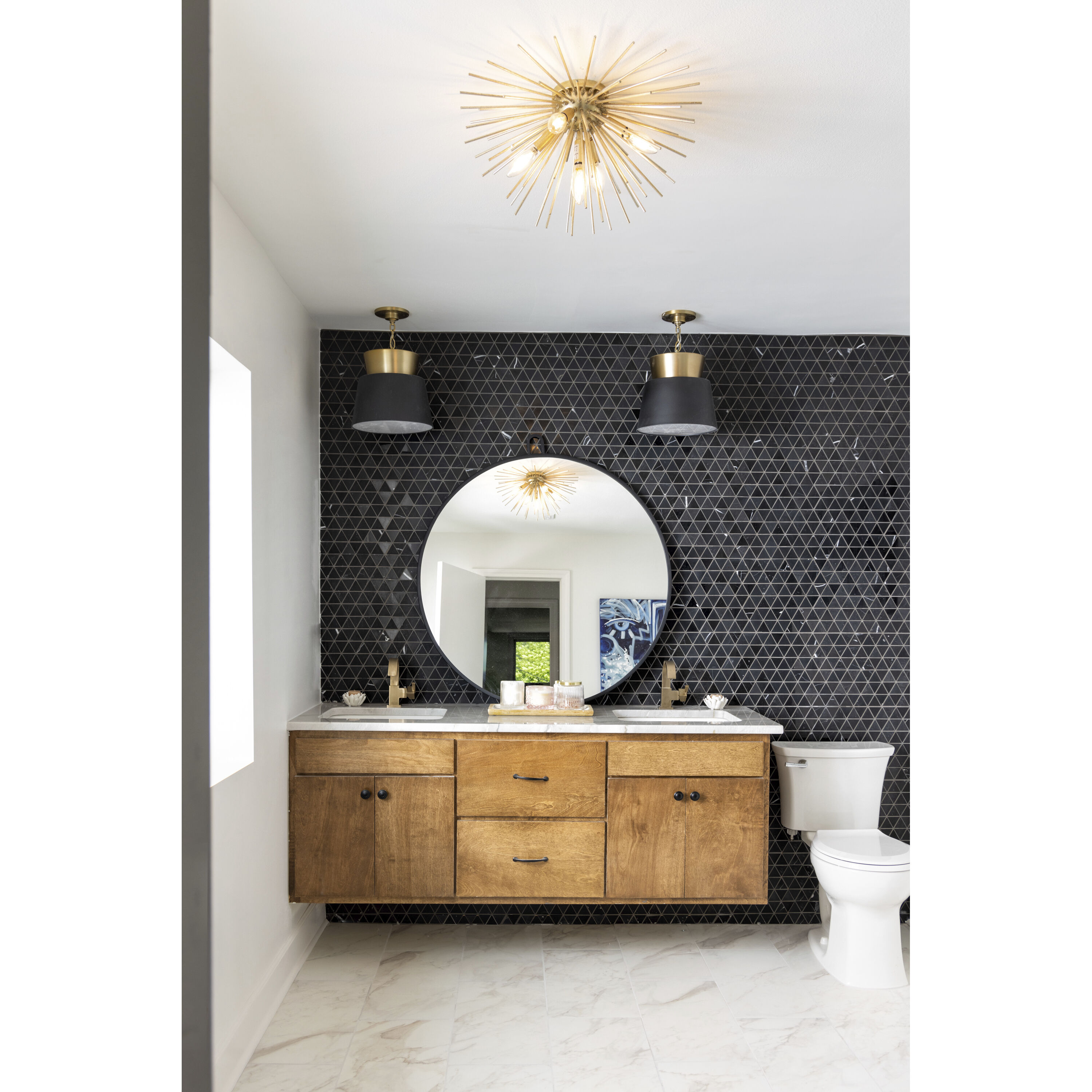 Stopwatch 43.25 X 40 inch Black Accent Mirror, Varaluz Casa