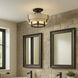 Blonde Moment 3 Light 16.5 inch Matte Black and Honey with Medium Oak Semi-Flush Ceiling Light