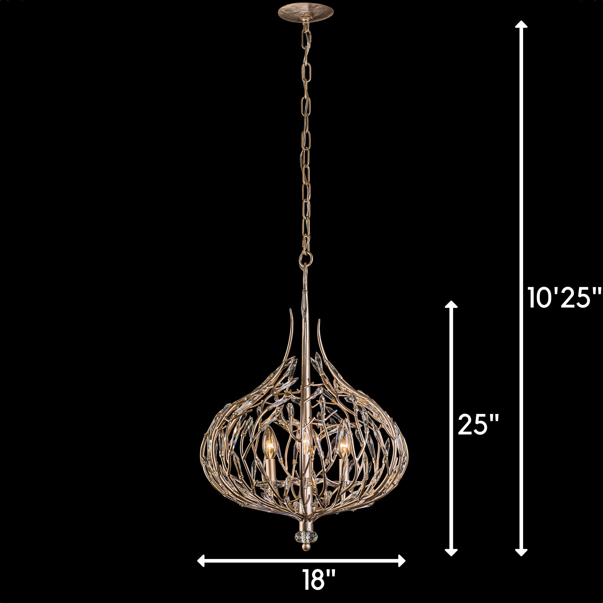Bask 3 Light 18 inch Gold Dust Pendant Ceiling Light