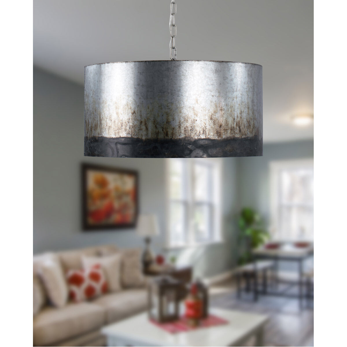 Cannery 4 Light 24 inch Ombre Galvanized Pendant Ceiling Light