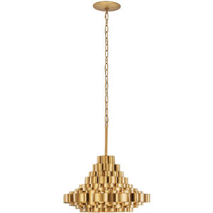 Totally Tubular 4 Light 19 inch Antique Gold and Carbon Black Pendant Ceiling Light