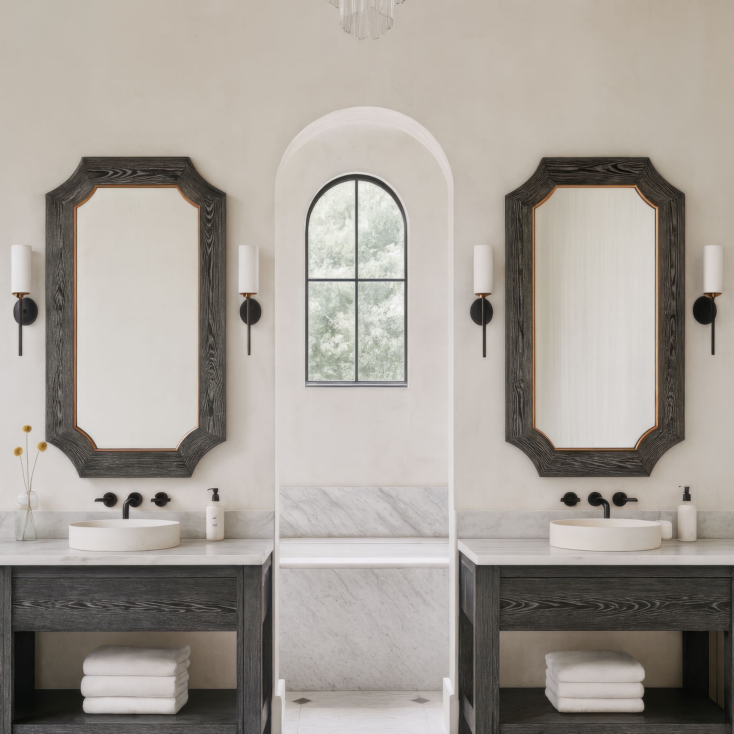 Farra 54 X 28 inch Cerused Black with Weathered Brass Wall Mirror, Varaluz Casa