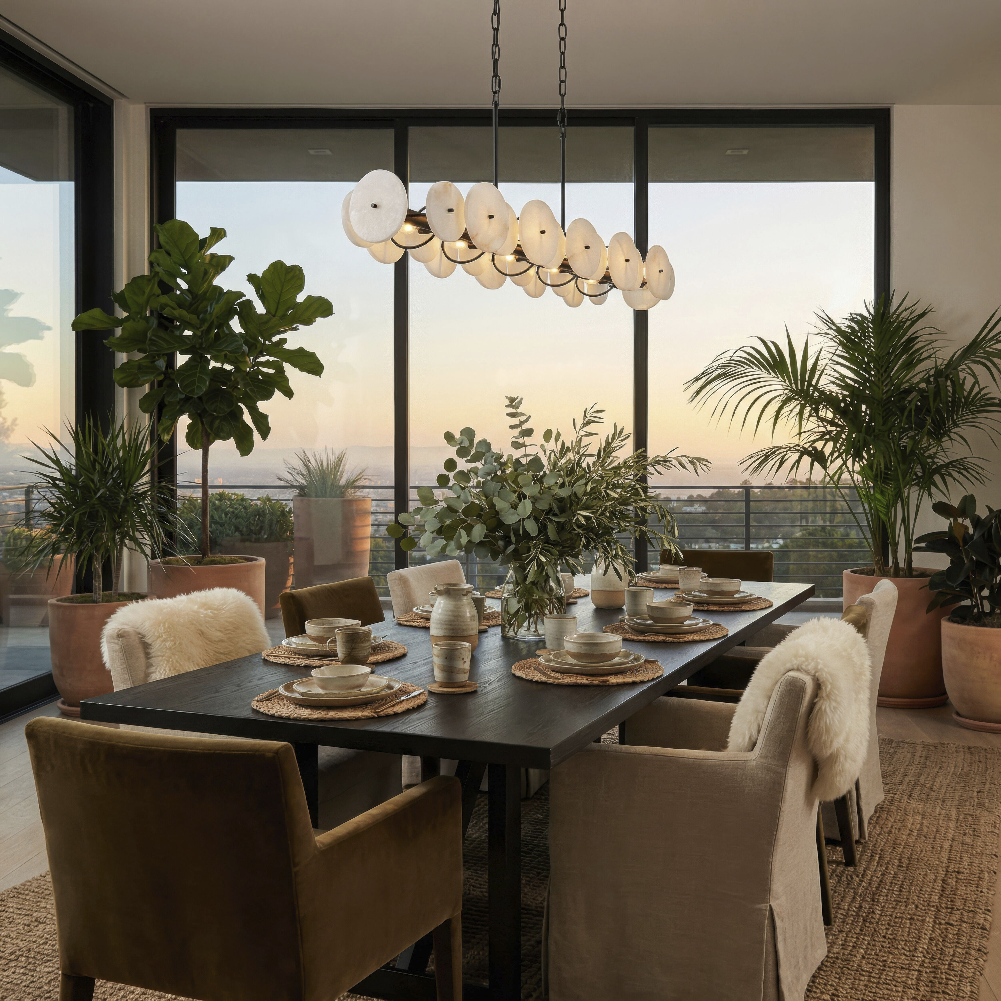 Cosmos 10 Light 50 inch Matte Black Linear Pendant Ceiling Light, Smithsonian Collaboration