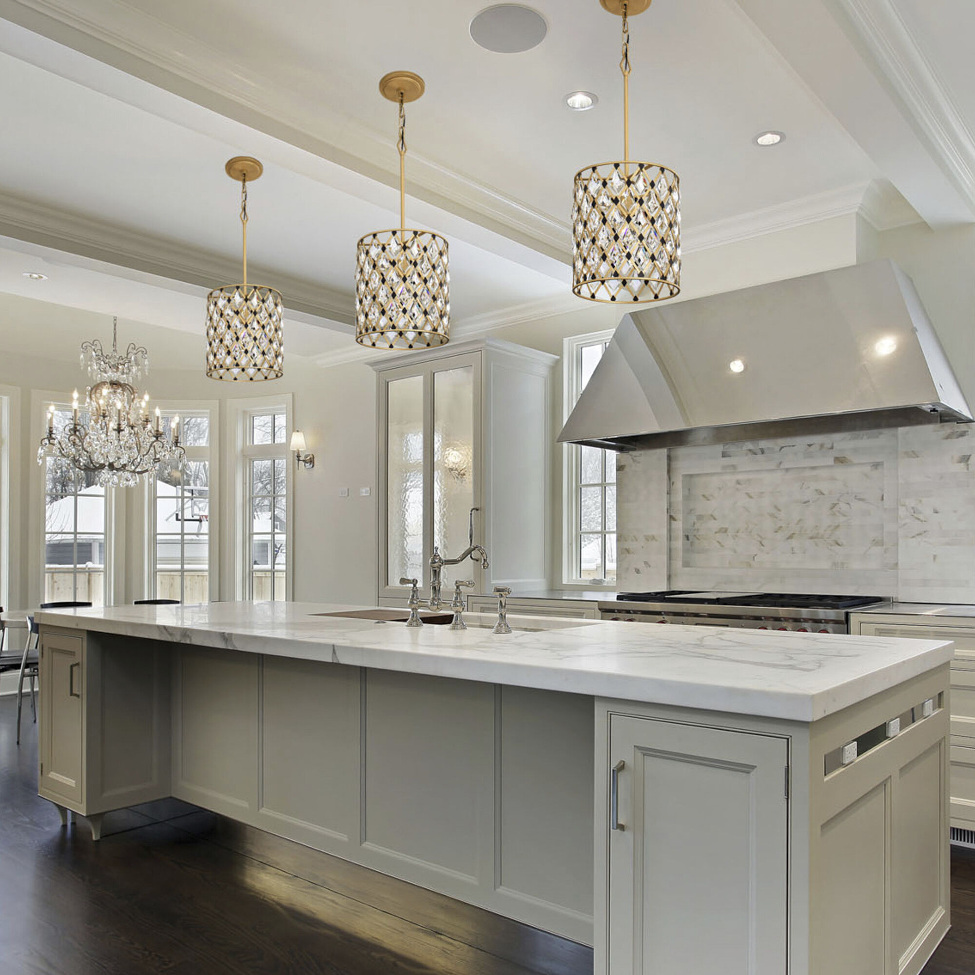 Windsor 1 Light 11.5 inch French Gold and Matte Black Pendant Ceiling Light