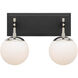 Allie 2 Light 16 inch Black/Polished Nickel Bath Vanity Light Wall Light