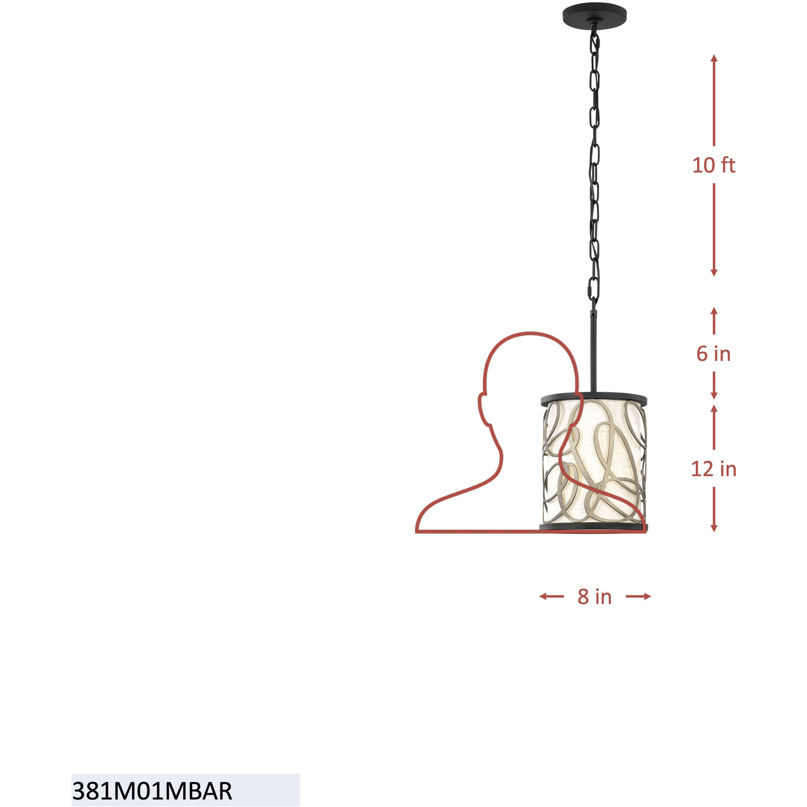 Scribble 1 Light 8 inch Matte Black with Artifact Mini Pendant Ceiling Light, Smithsonian Collaboration