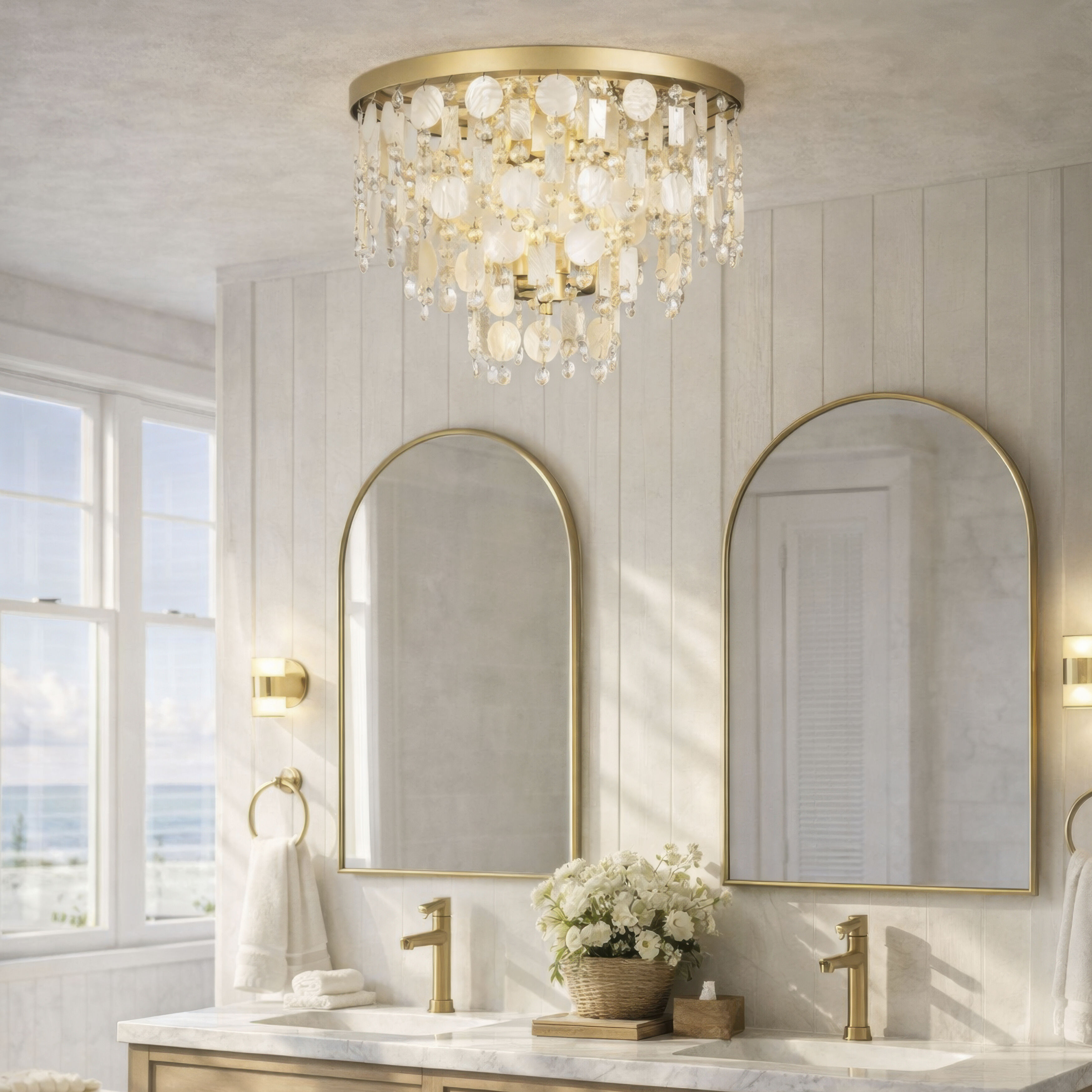 Kalani 4 Light 20 inch French Gold Semi-Flush Ceiling Light, Smithsonian Collaboration
