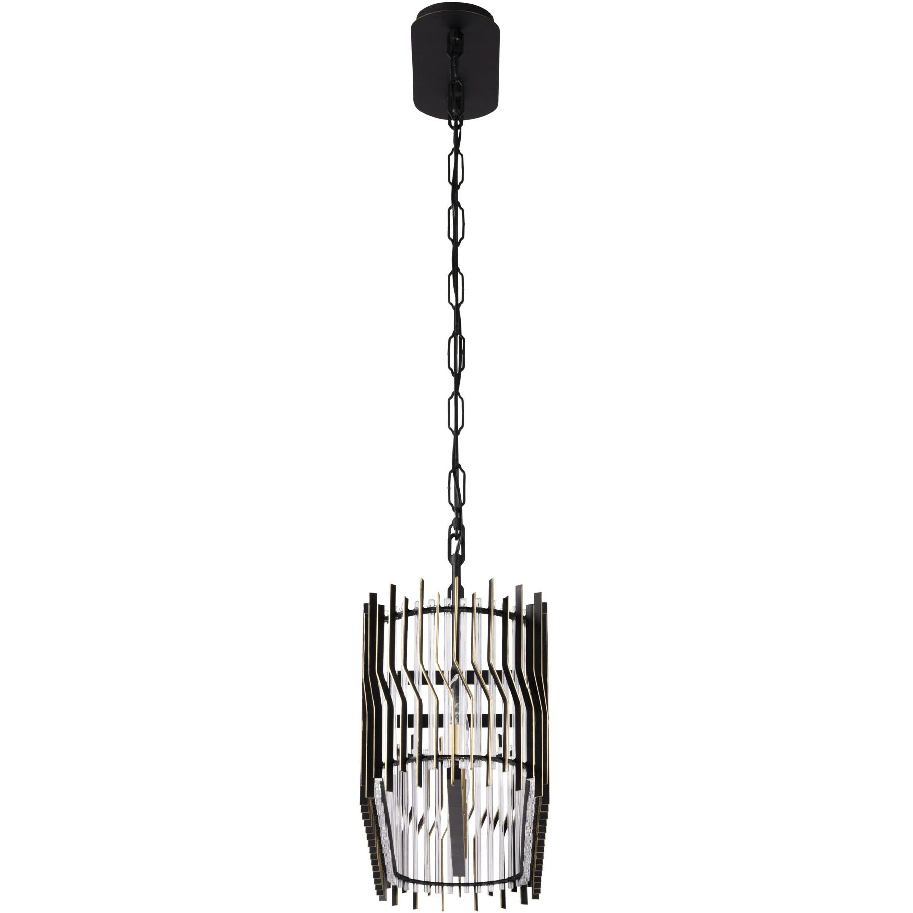 Park Row 5 Light 36 inch Matte Black and French Gold Linear Pendant Ceiling Light, Smithsonian Collaboration