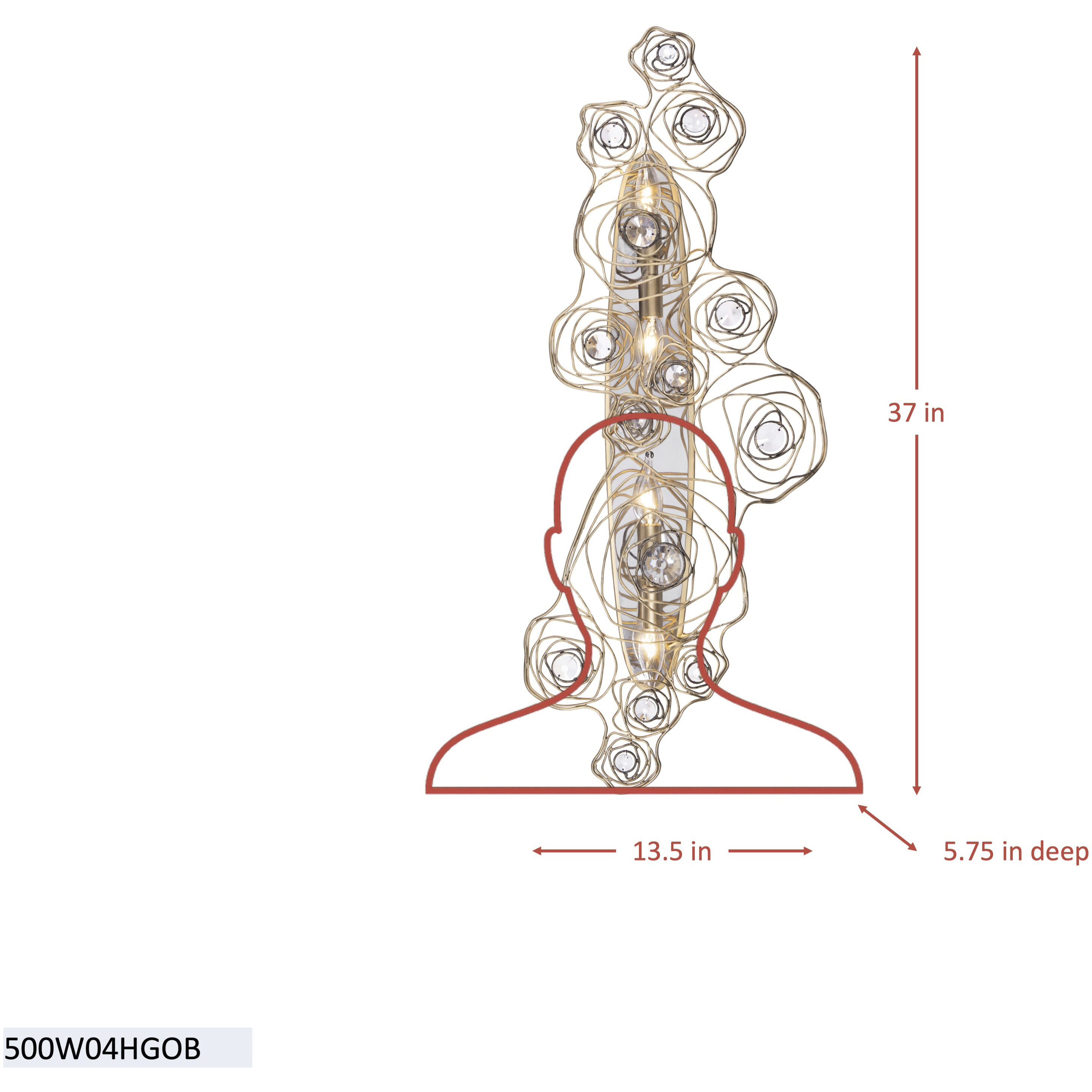 Ethereal Rose 4 Light 13.5 inch Havana Gold Ombre Wall Sconce Wall Light