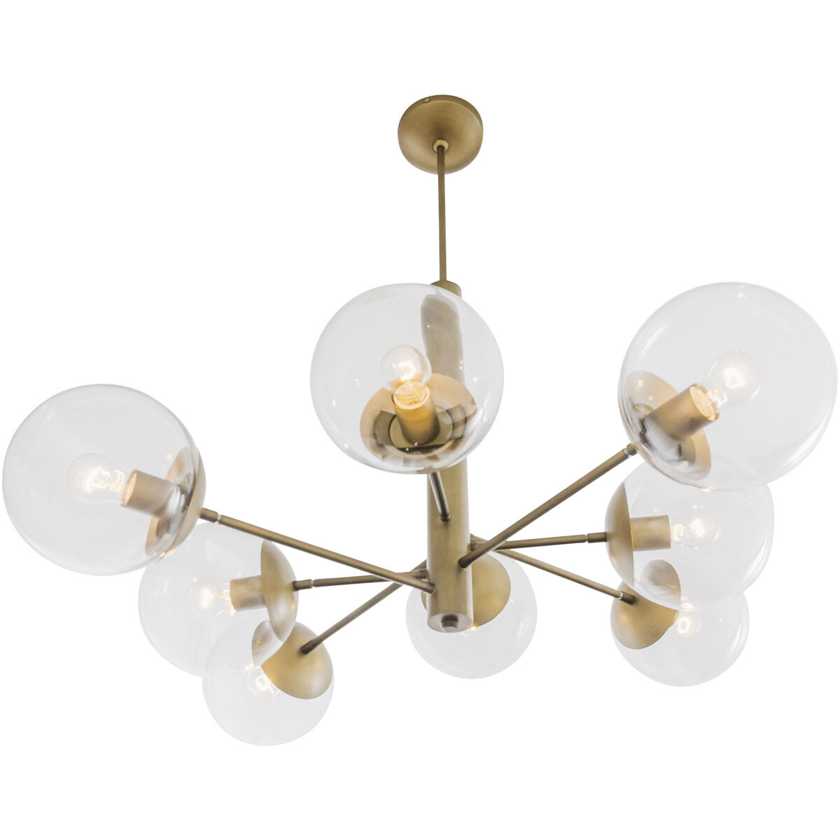 Mid-century 8 Light 39 inch Antique Brass Chandelier Ceiling Light