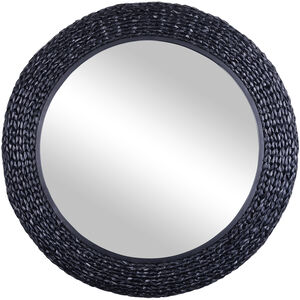 Athena Matte Black with Midnight Blue Seagrass Wall Mirror