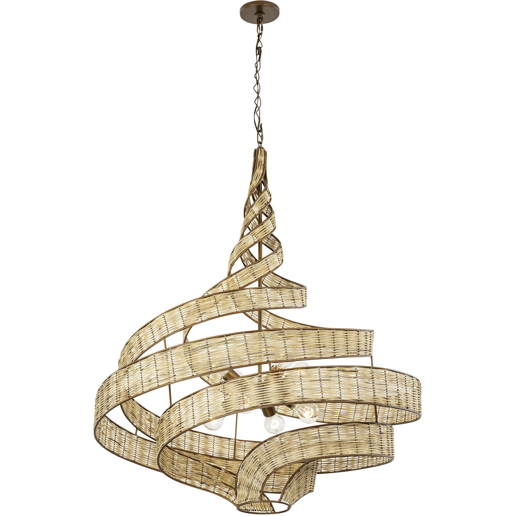 Flow 8 Light 36 inch Baguette and Natural Rattan Pendant Ceiling Light in Baguette/Natural Rattan, Smithsonian Collaboration