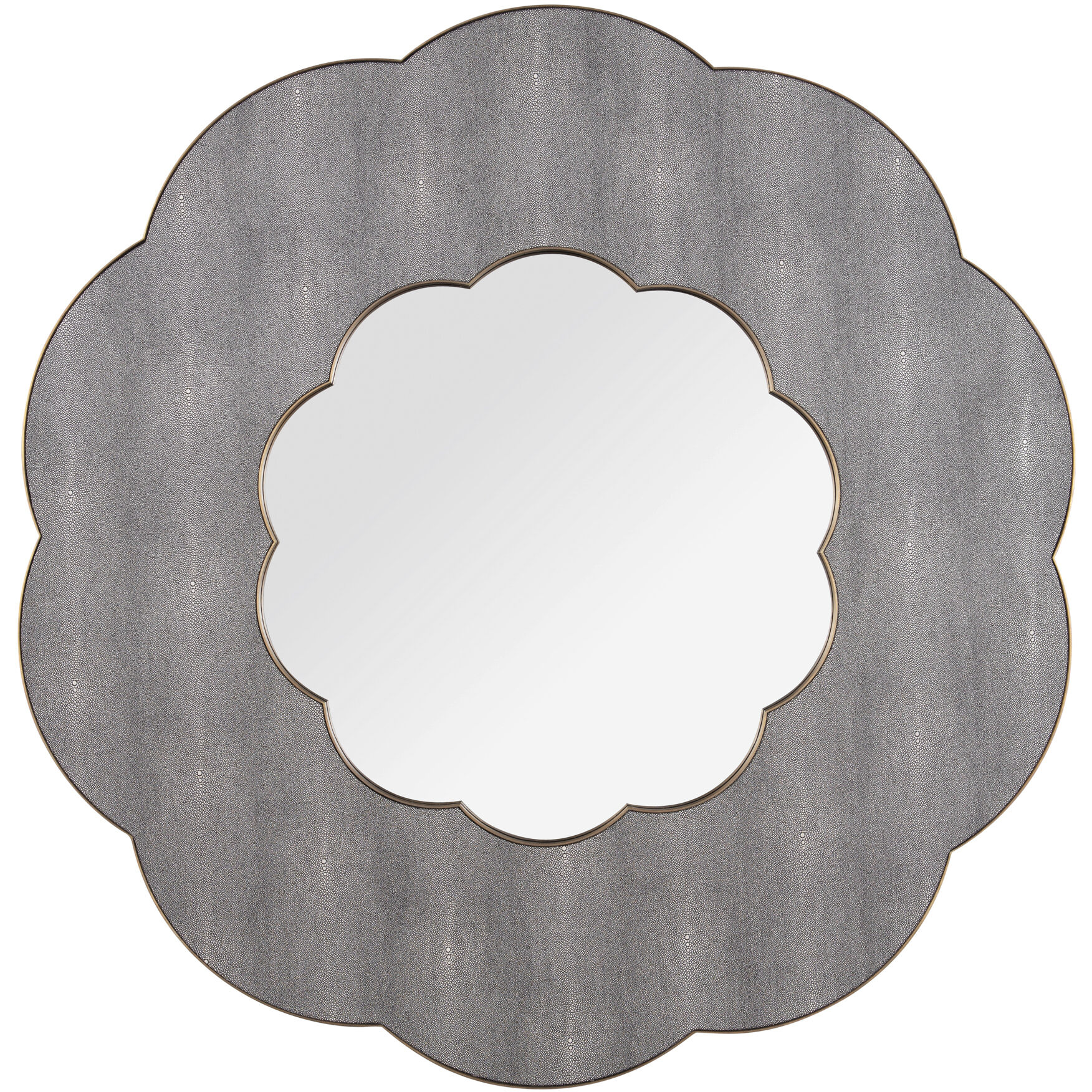 Scallop 54 inch Gray Shagreen with Weathered Brass Wall Mirror