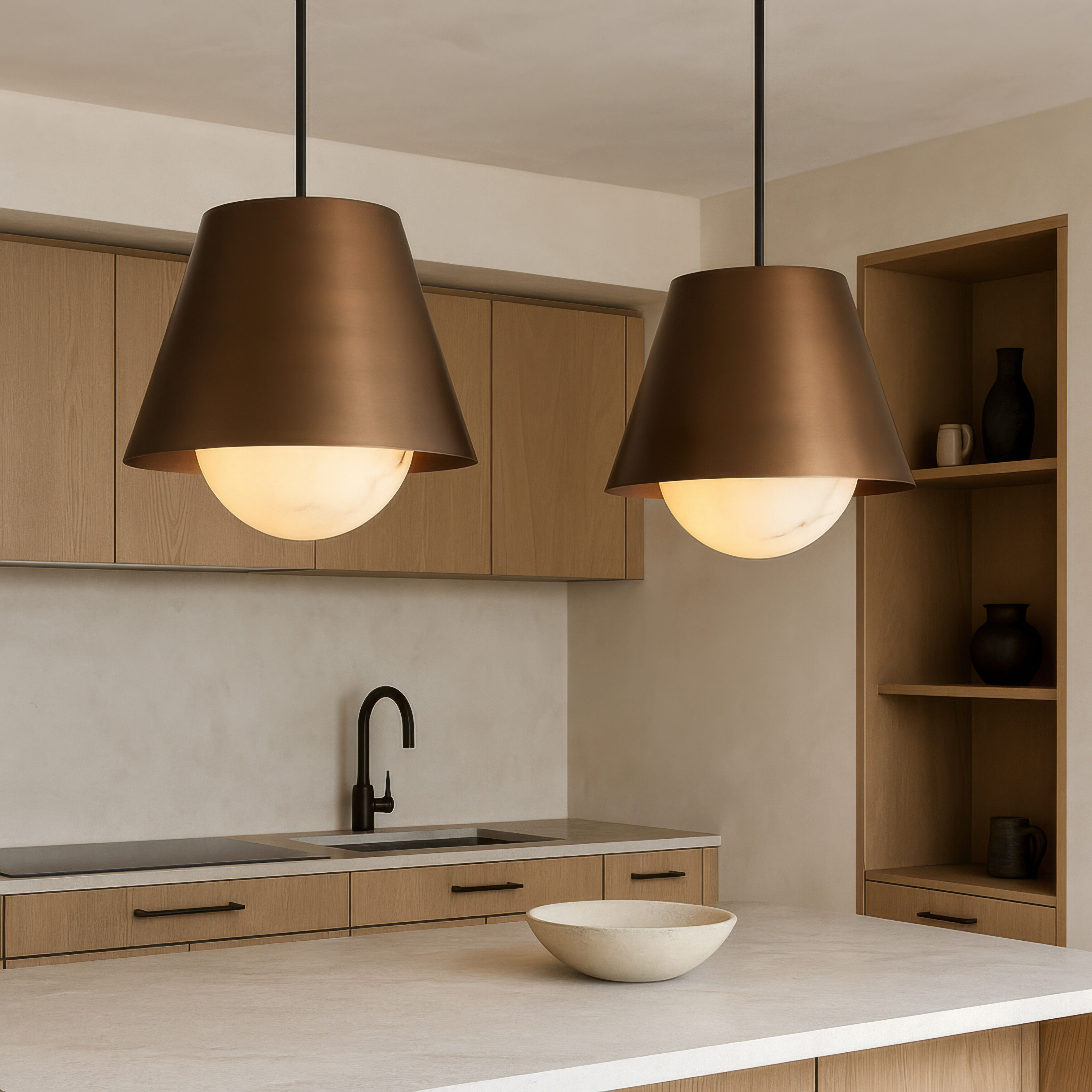 Rock On 4 Light 20 inch Brontourage and Matte Black Pendant Ceiling Light