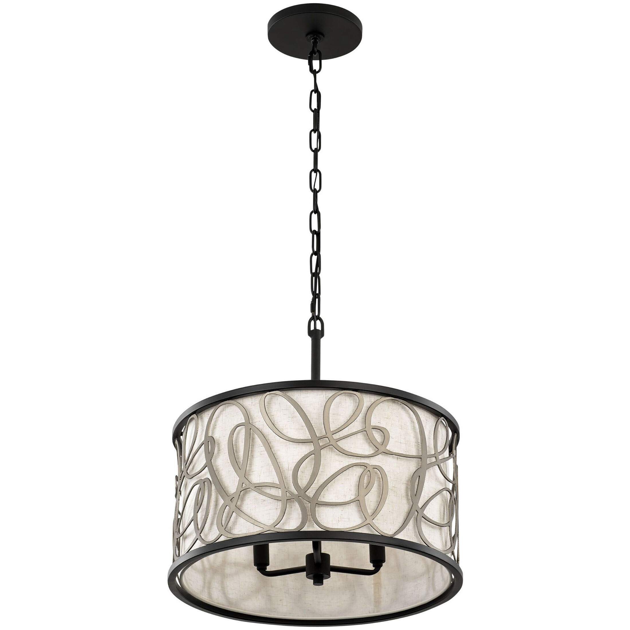 Scribble 3 Light 18 inch Matte Black Pendant Ceiling Light, Smithsonian Collaboration