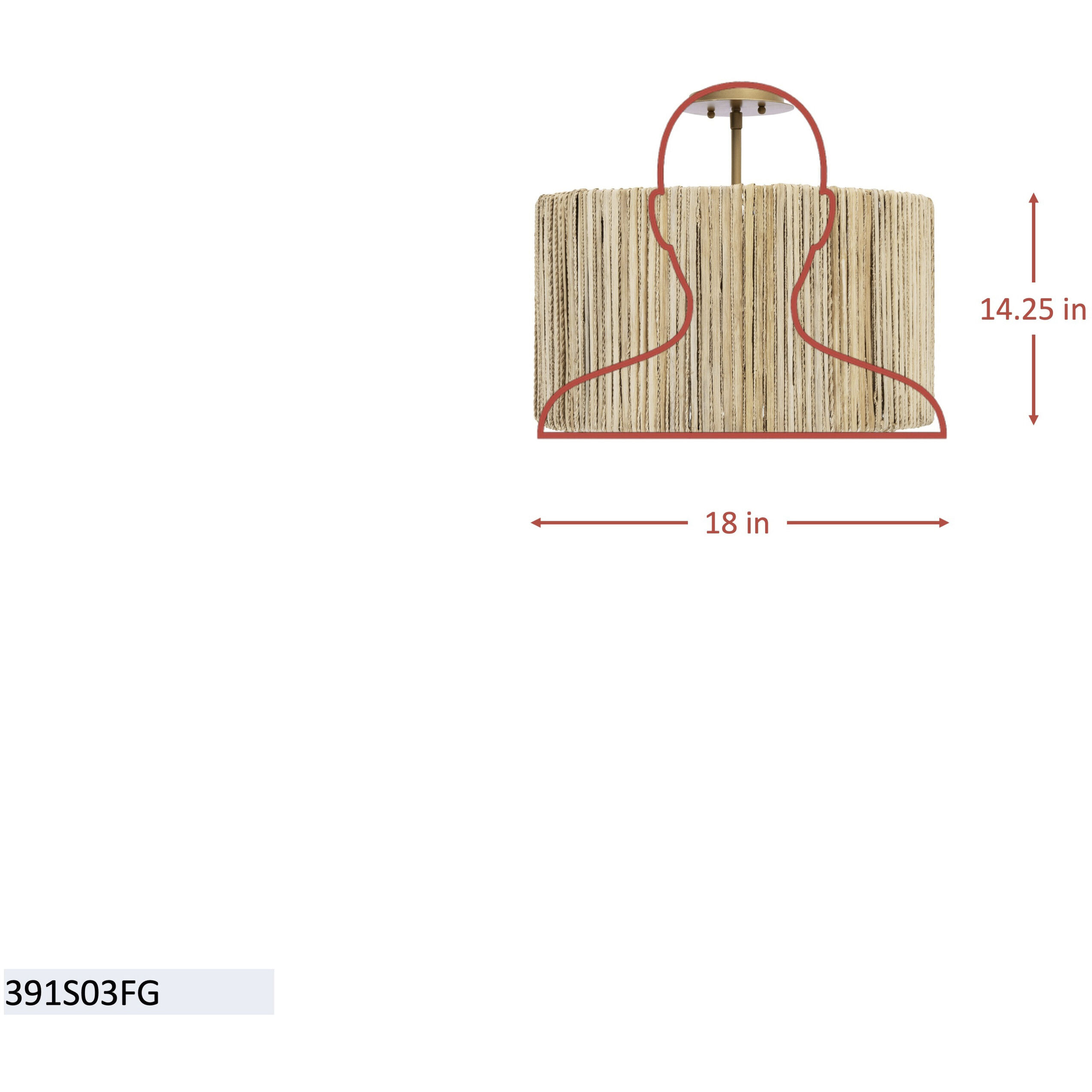 Jacob's Ladder 3 Light 18 inch French Gold Semi-Flush Ceiling Light, Smithsonian Collaboration