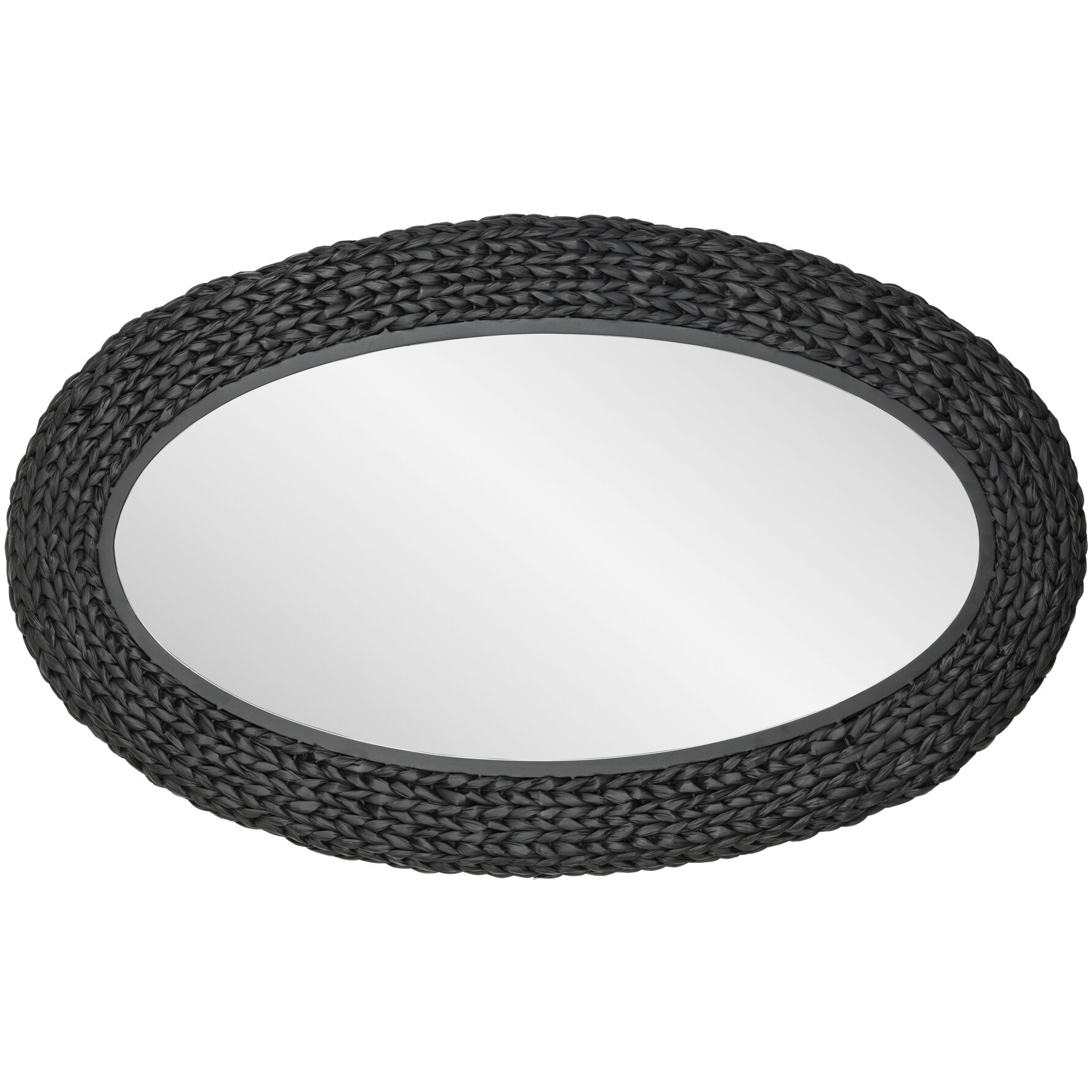 Athena 40.25 X 24.25 inch Matte Black with Black Seagrass Wall Mirror