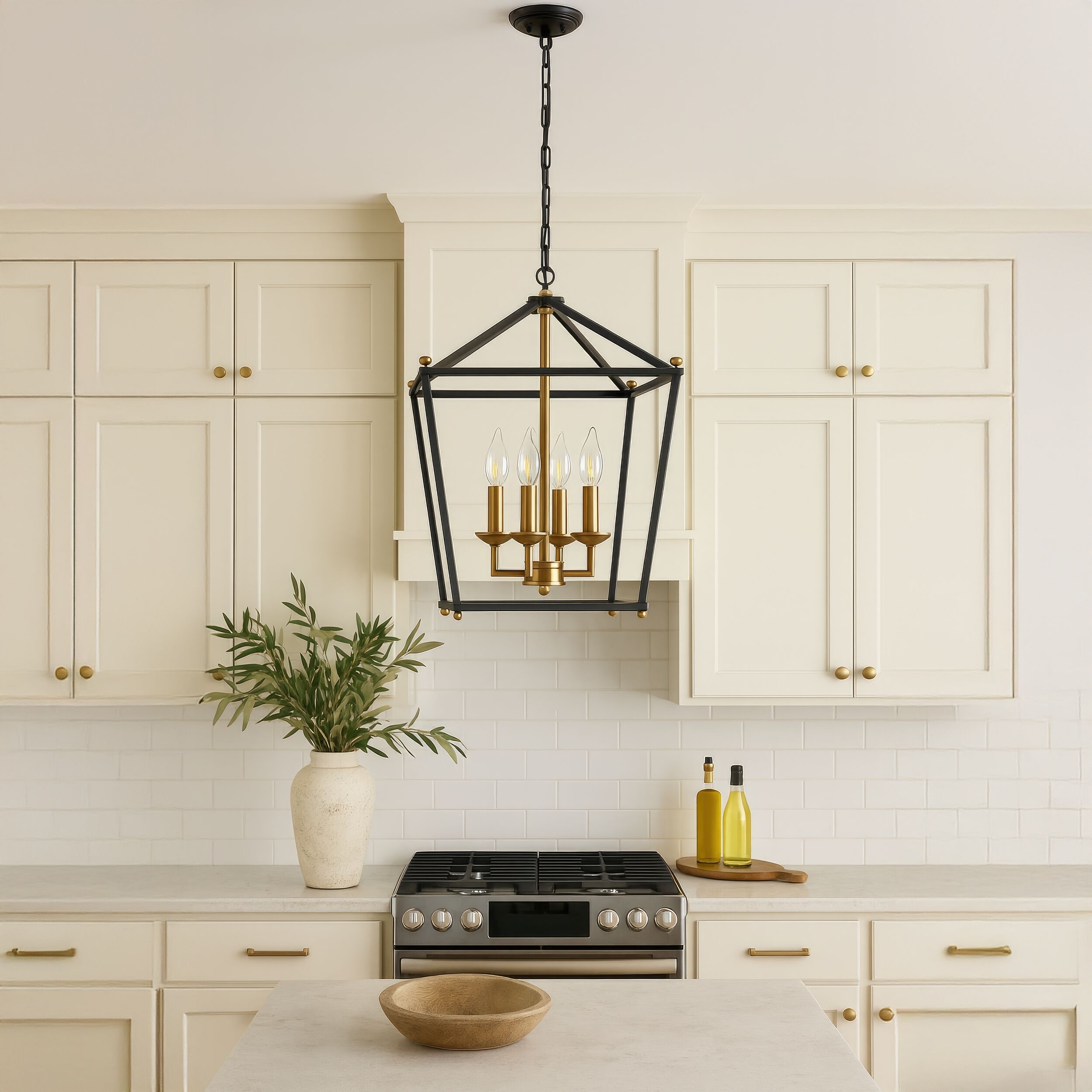 Gridlock 4 Light 14 inch Heritage Black and Antique Bronze Pendant Ceiling Light