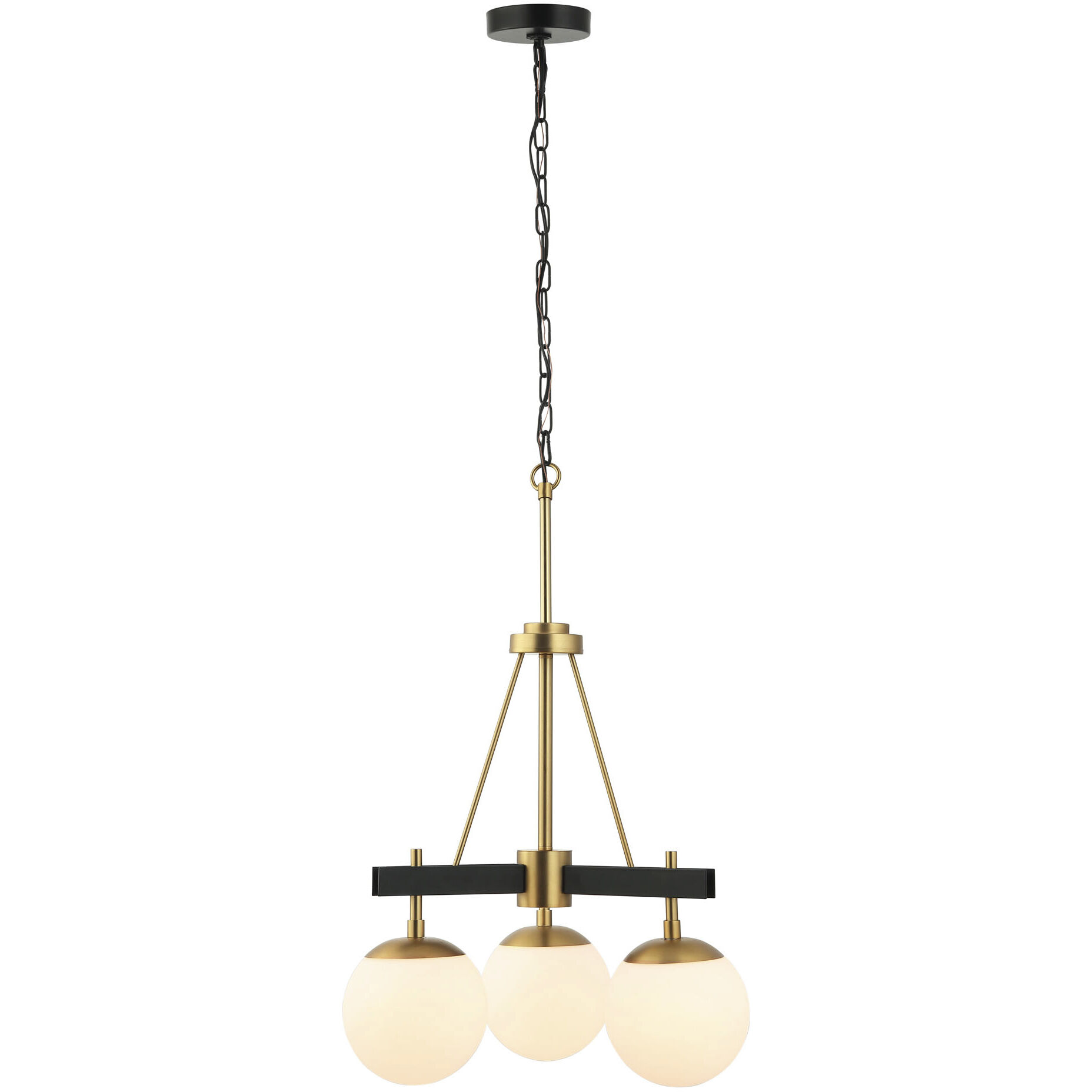 Allie 3 Light 18 inch Black/Satin Brass Chandelier Ceiling Light