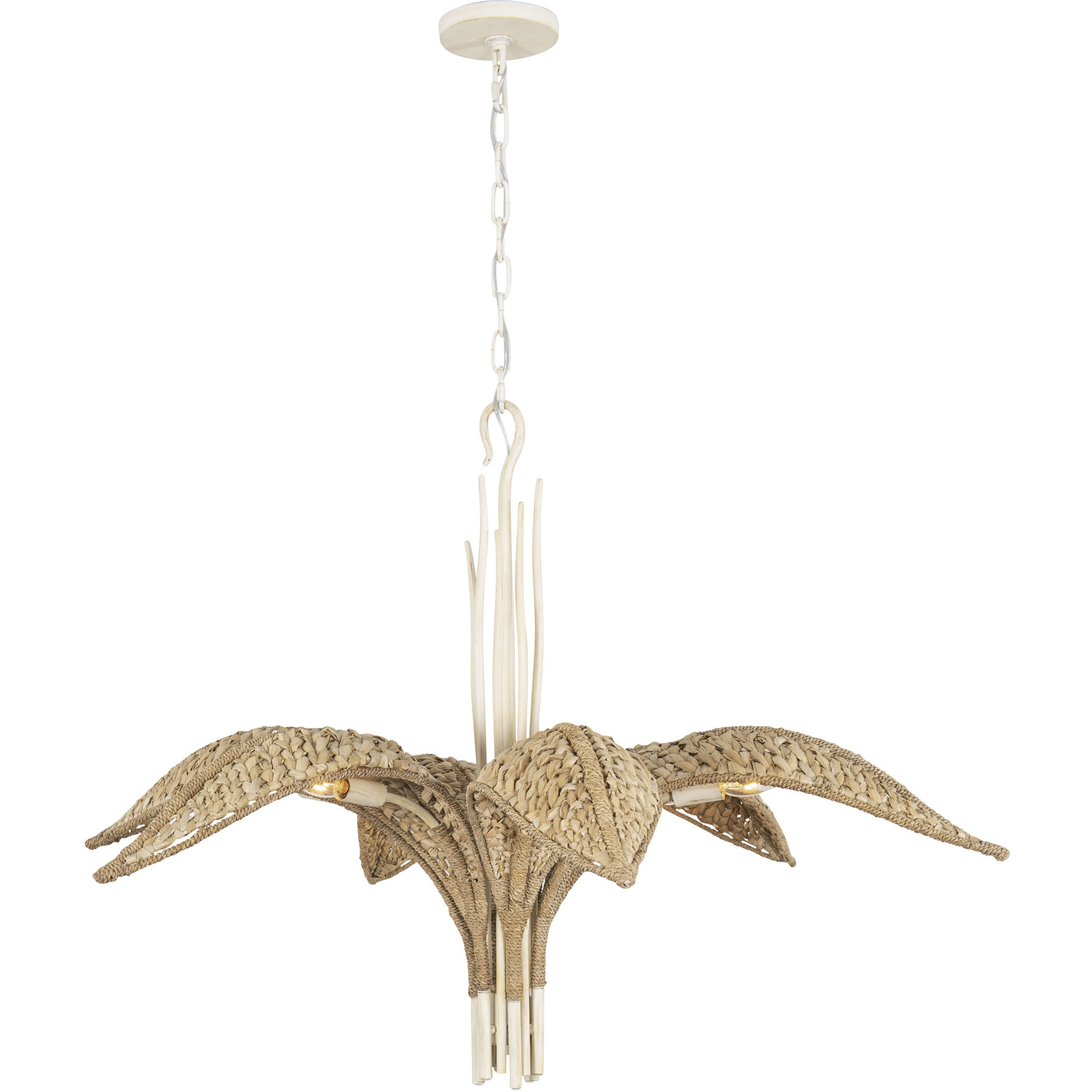 Century Palm 6 Light 38 inch Country White Chandelier Ceiling Light