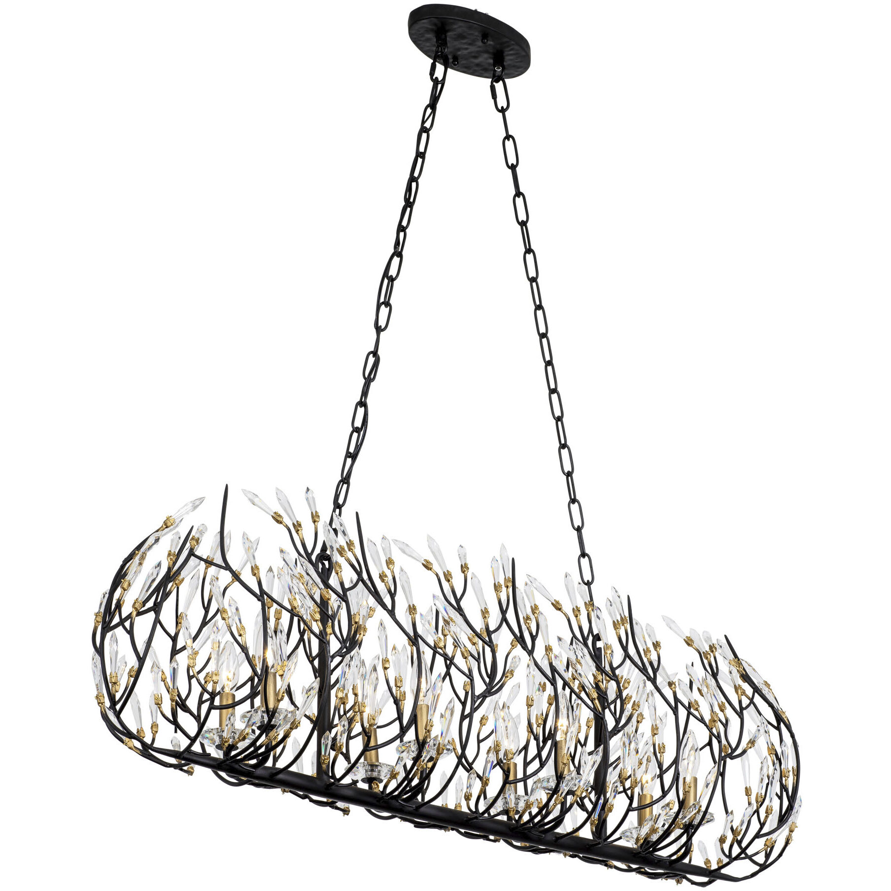 Bask 8 Light 48 inch Matte Black and French Gold Linear Pendant Ceiling Light