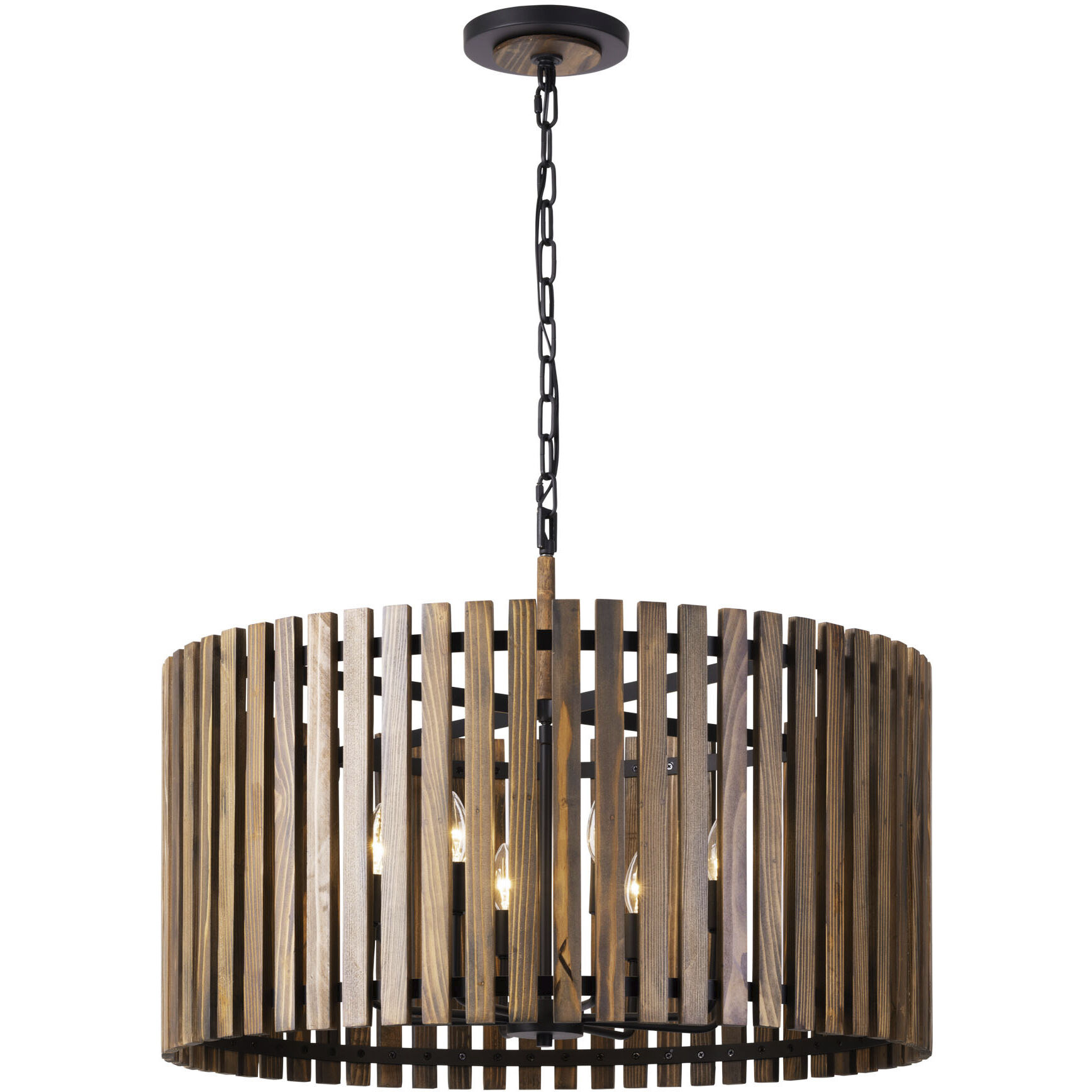 Suratto 8 Light 30 inch Matte Black and Medium Walnut Pendant Ceiling Light