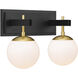 Allie 2 Light 16.25 inch Black/Satin Brass Bath Vanity Light Wall Light