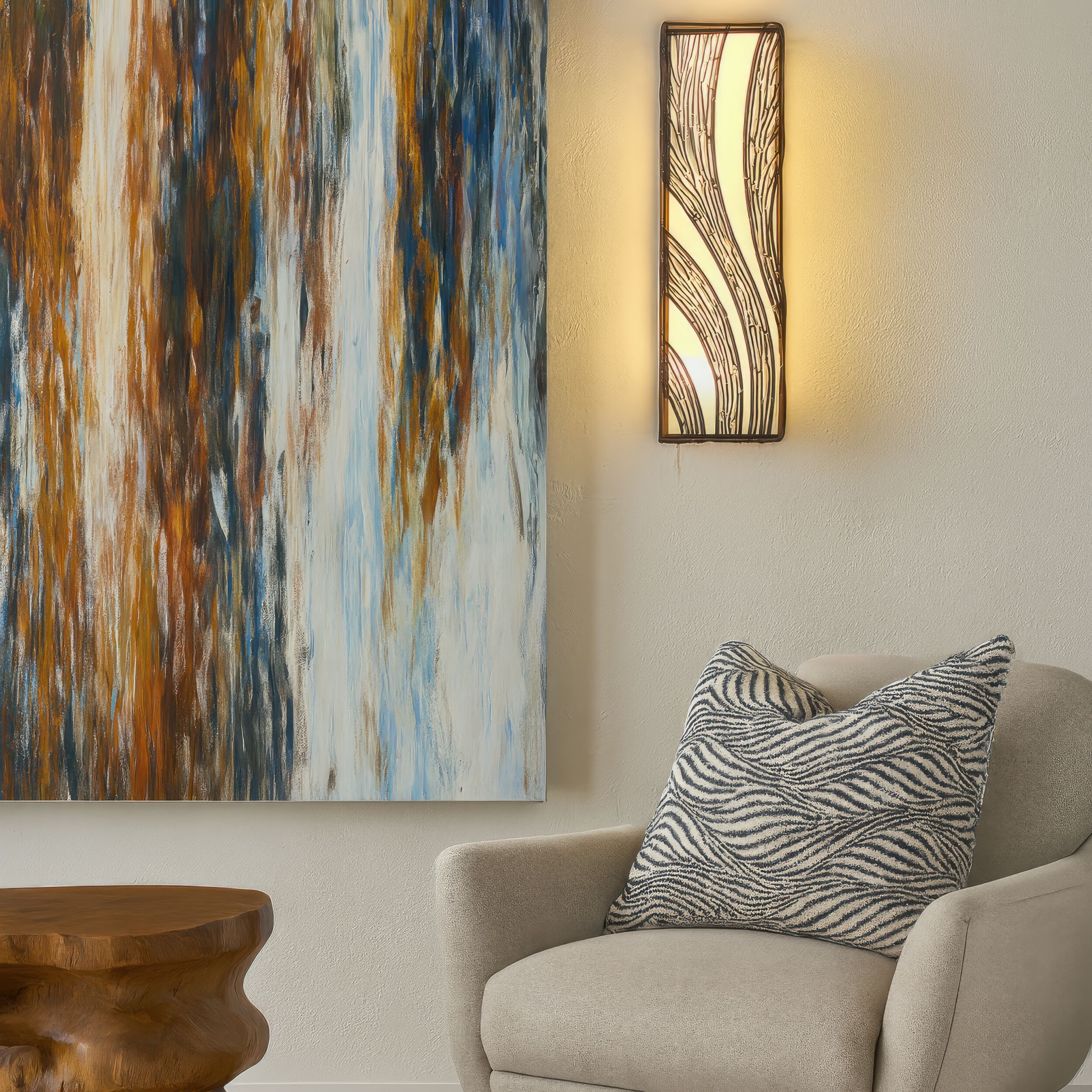 Flow Wall Sconce Wall Light in 3, Hammered Ore