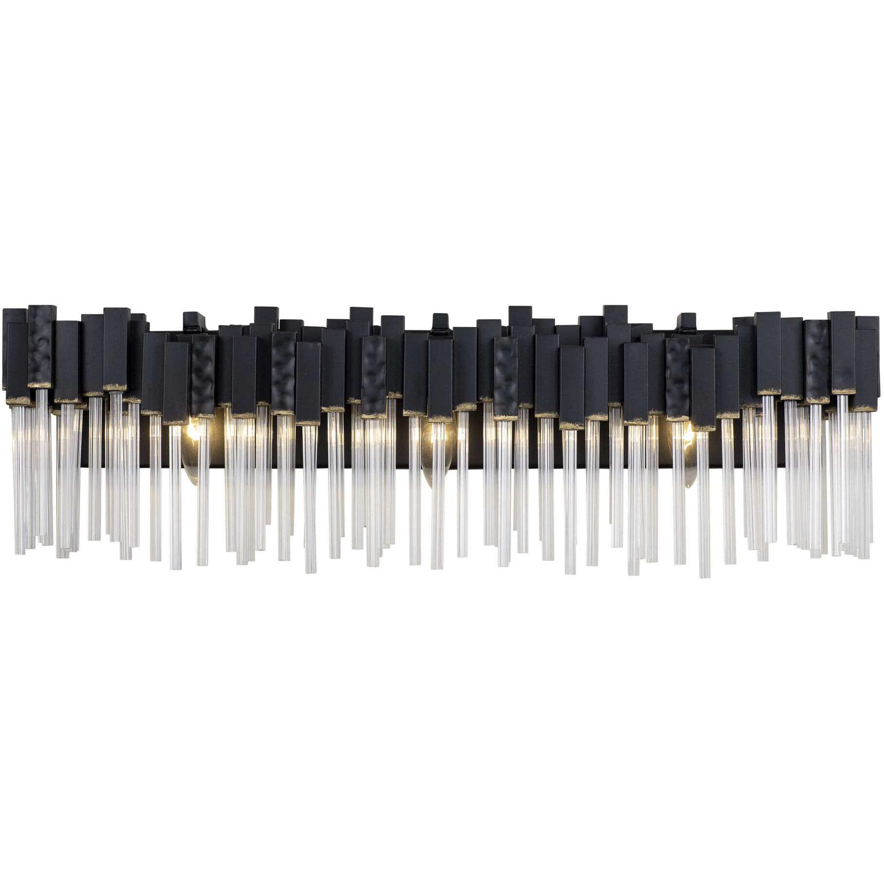 Matrix 3 Light 28 inch Matte Black and French Gold Bath Vanity Light Wall Light