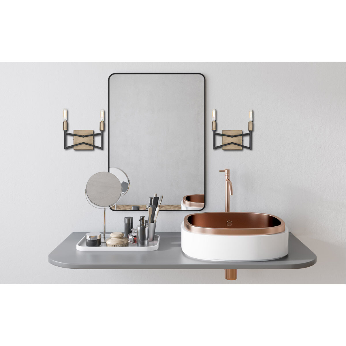 Bodie 2 Light 9 inch Havana Gold and Carbon Bath Vanity Wall Light