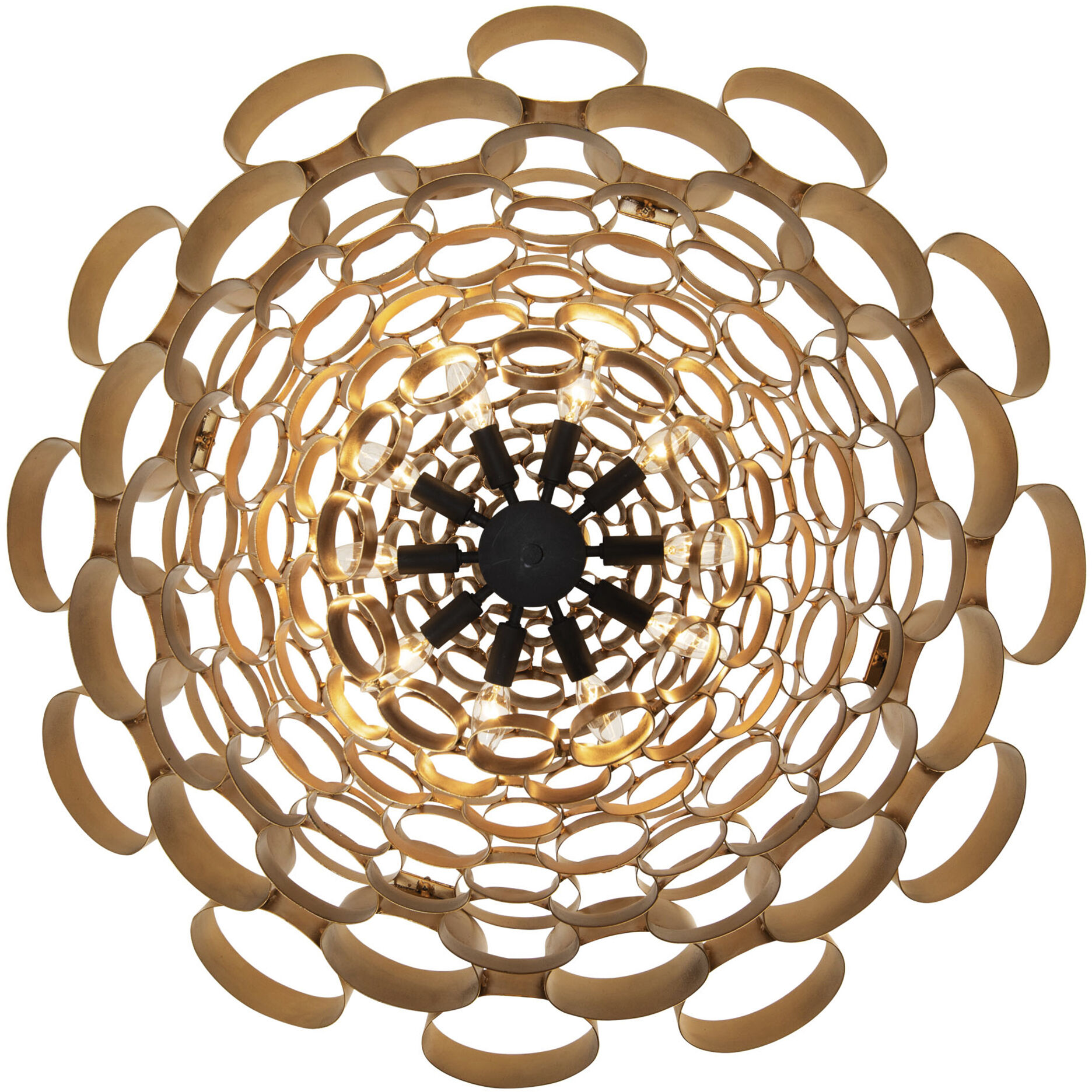 Totally Tubular 10 Light 36 inch Antique Gold and Carbon Black Pendant Ceiling Light