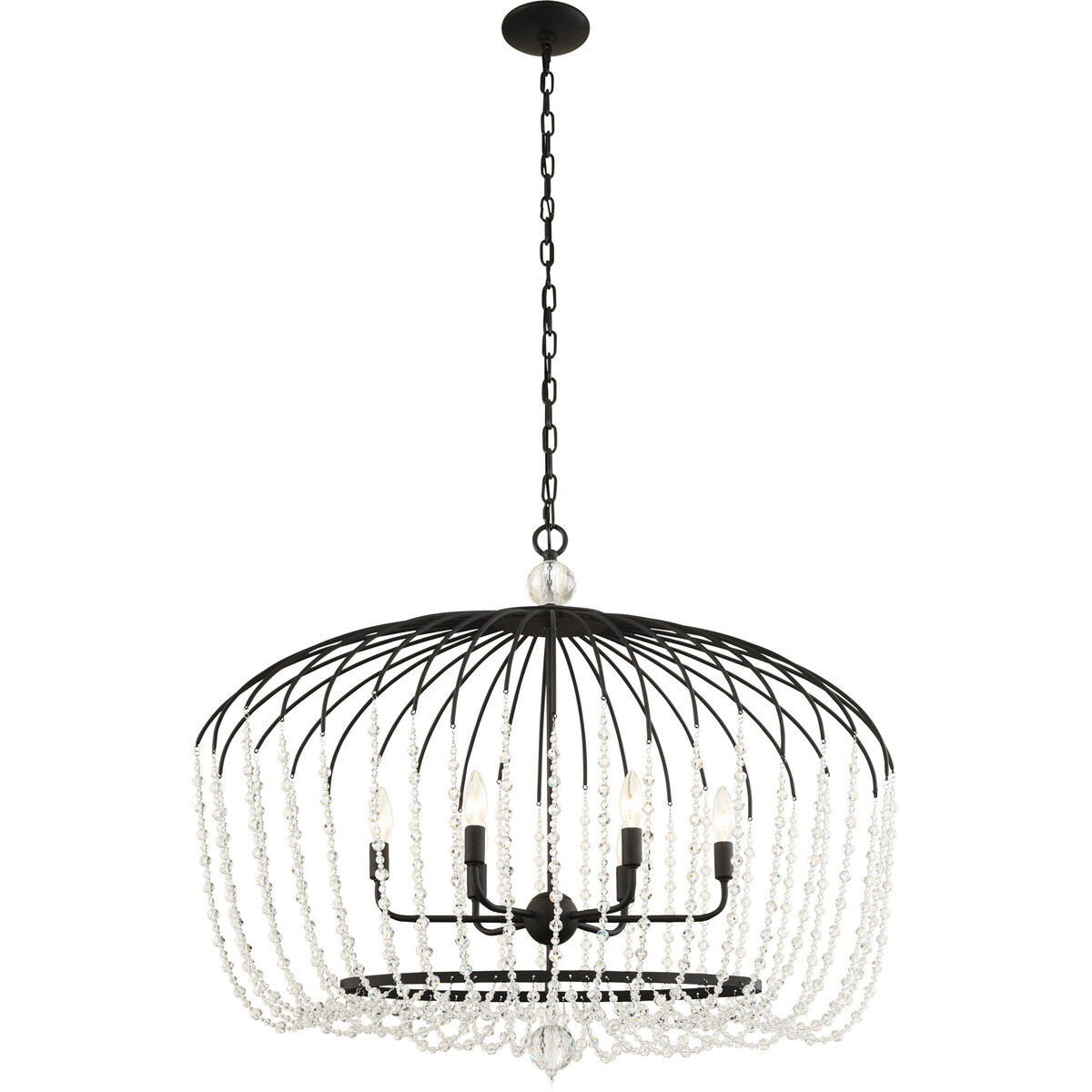 Voliere 6 Light 36 inch Gold Pendant Ceiling Light in Matte Black