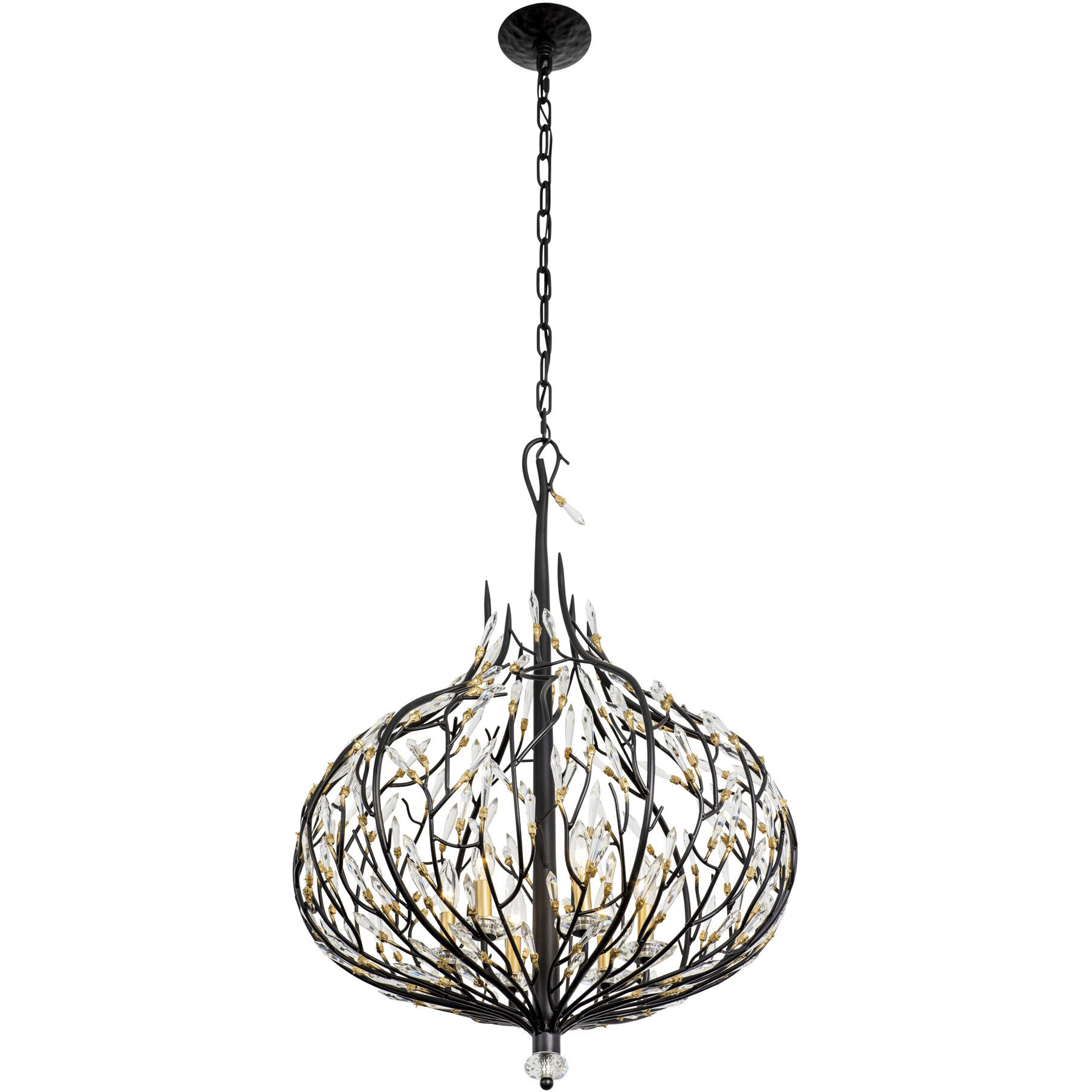 Bask 6 Light 26.5 inch Matte Black and French Gold Pendant Ceiling Light