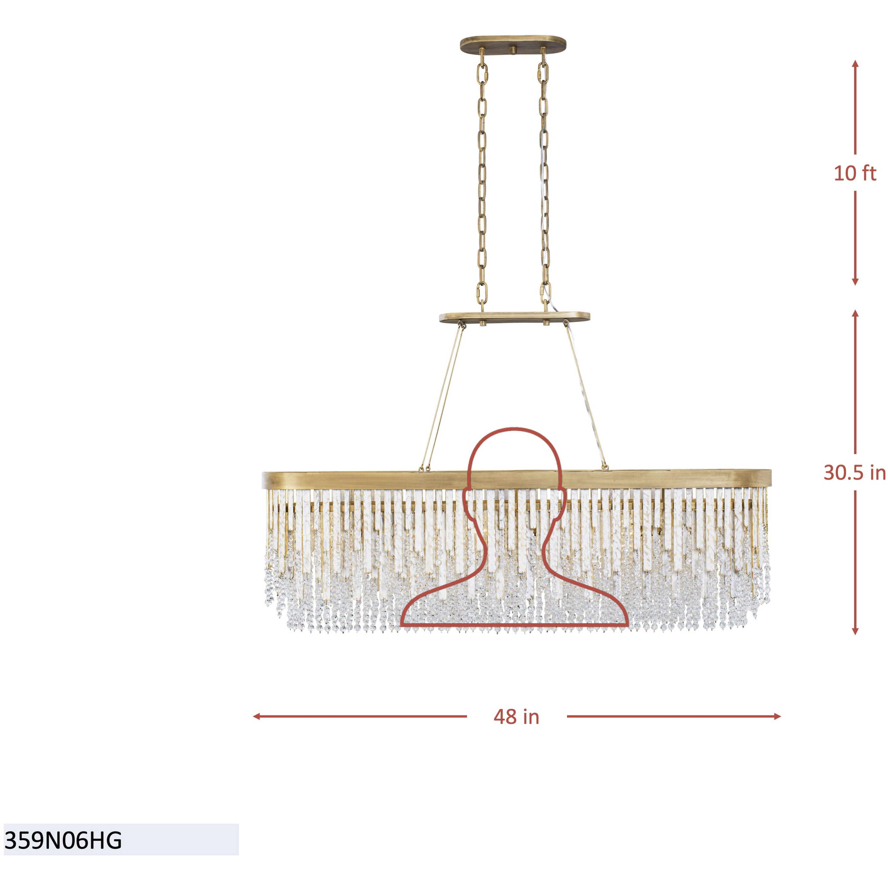 Lafayette 6 Light 48 inch Havana Gold Linear Pendant Ceiling Light