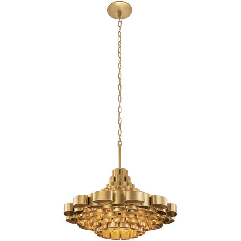 Totally Tubular 6 Light 27 inch Antique Gold and Carbon Black Pendant Ceiling Light