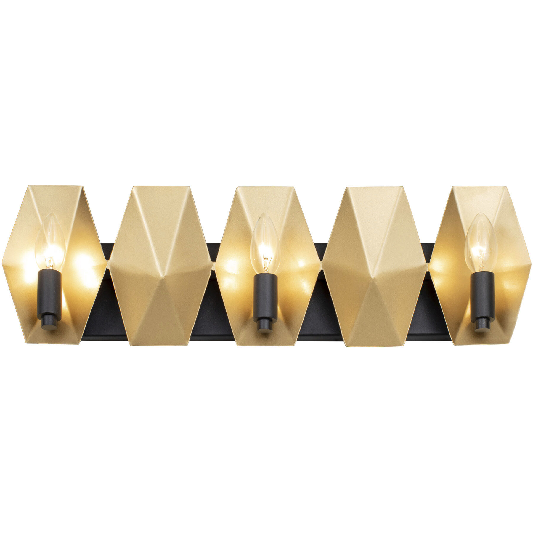 Malone 3 Light 22 inch Matte Black/French Gold Bath Vanity Light Wall Light