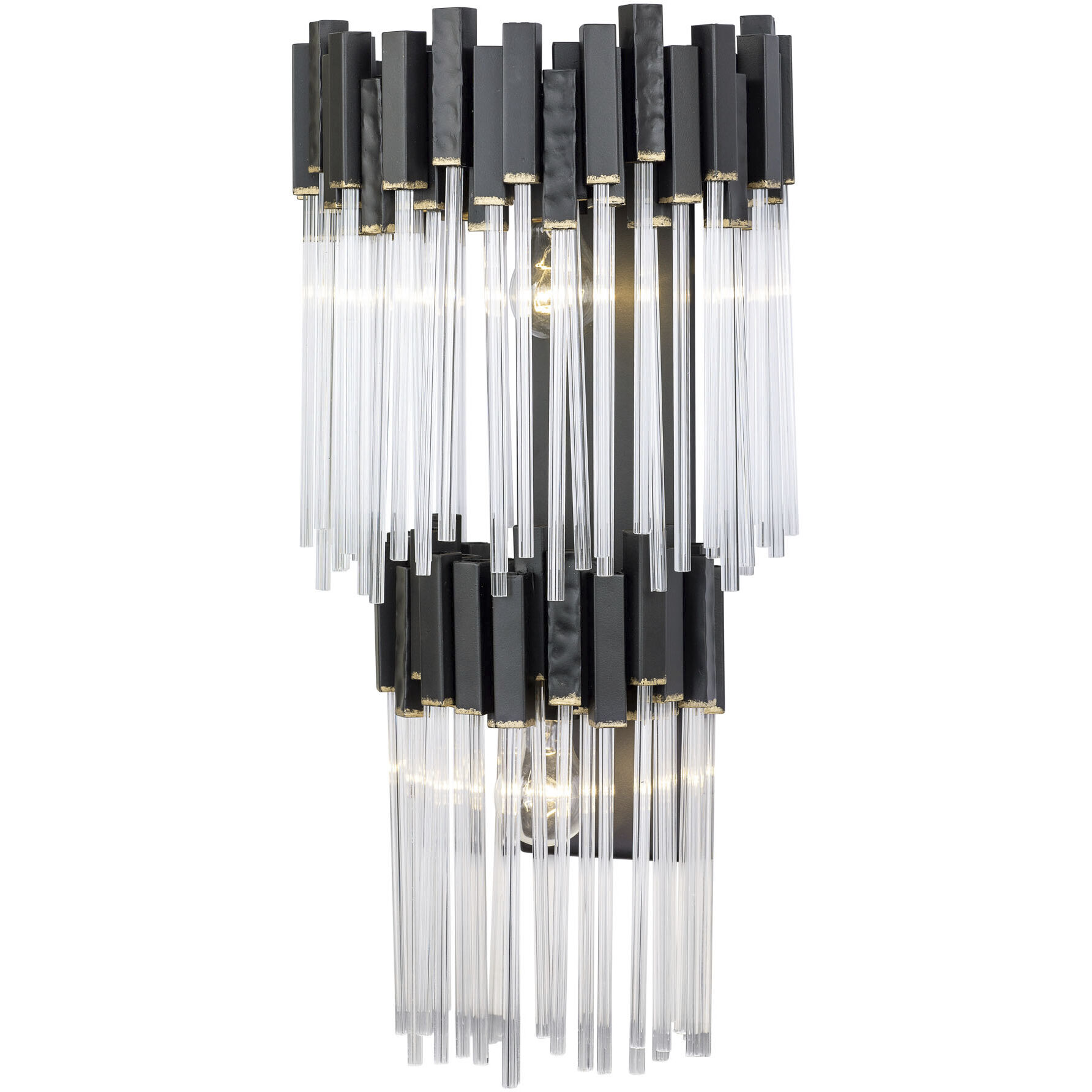 Matrix 2 Light 12.5 inch Matte Black and French Gold Wall Sconce Wall Light in Matte Black/French Gold