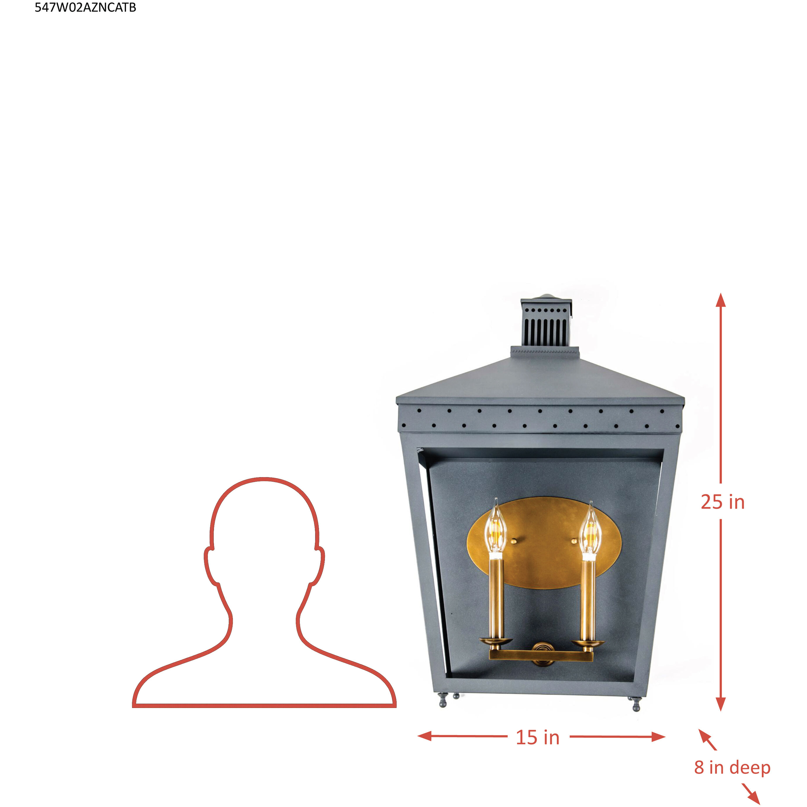 Midnight Manor 2 Light 15 inch Blackened Zinc and Antique Bronze Wall Sconce Wall Light