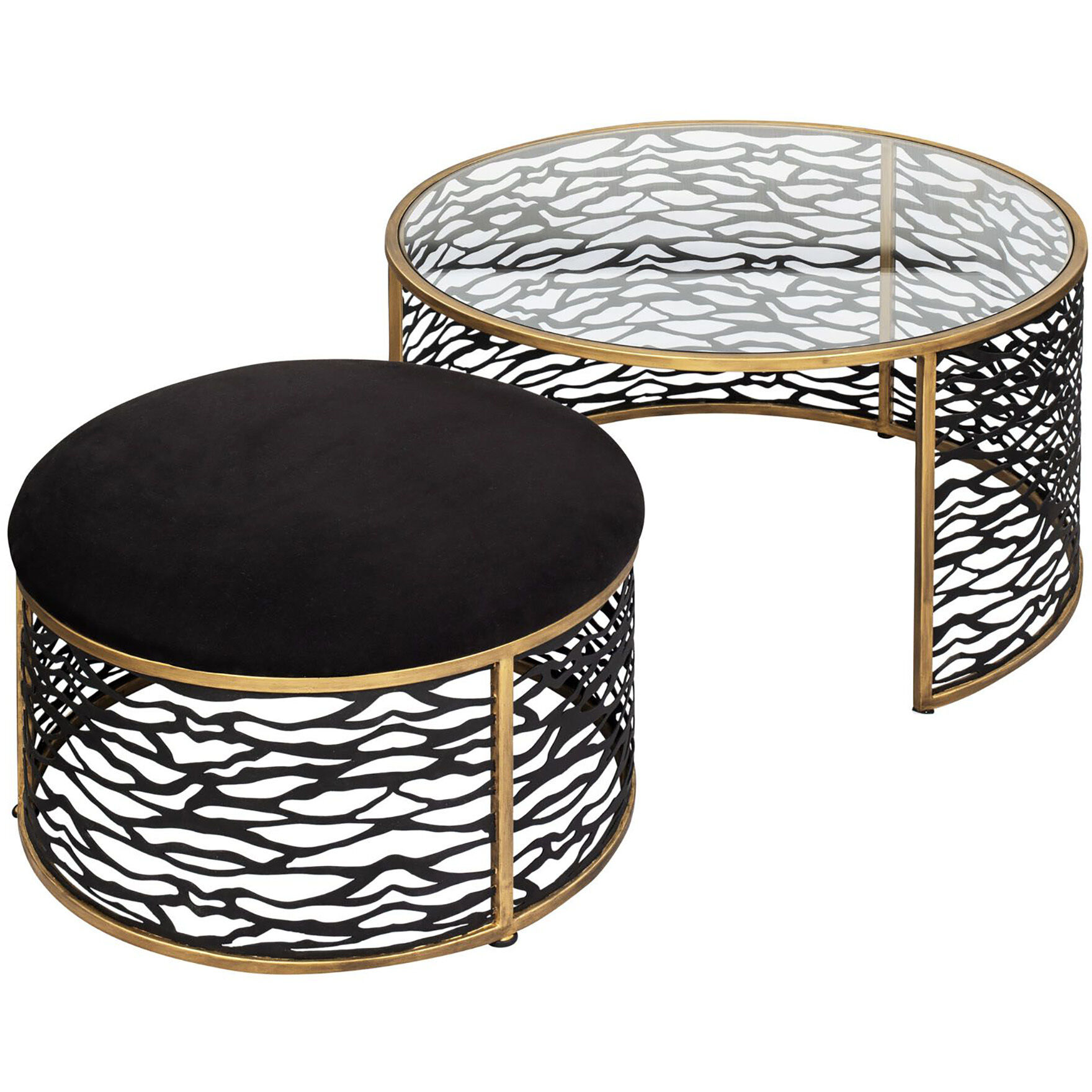 Kato 32 X 18 inch Havana Gold Coffee Table and Ottoman, Smithsonian Collaboration