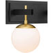 Allie 2 Light 16.25 inch Black/Satin Brass Bath Vanity Light Wall Light