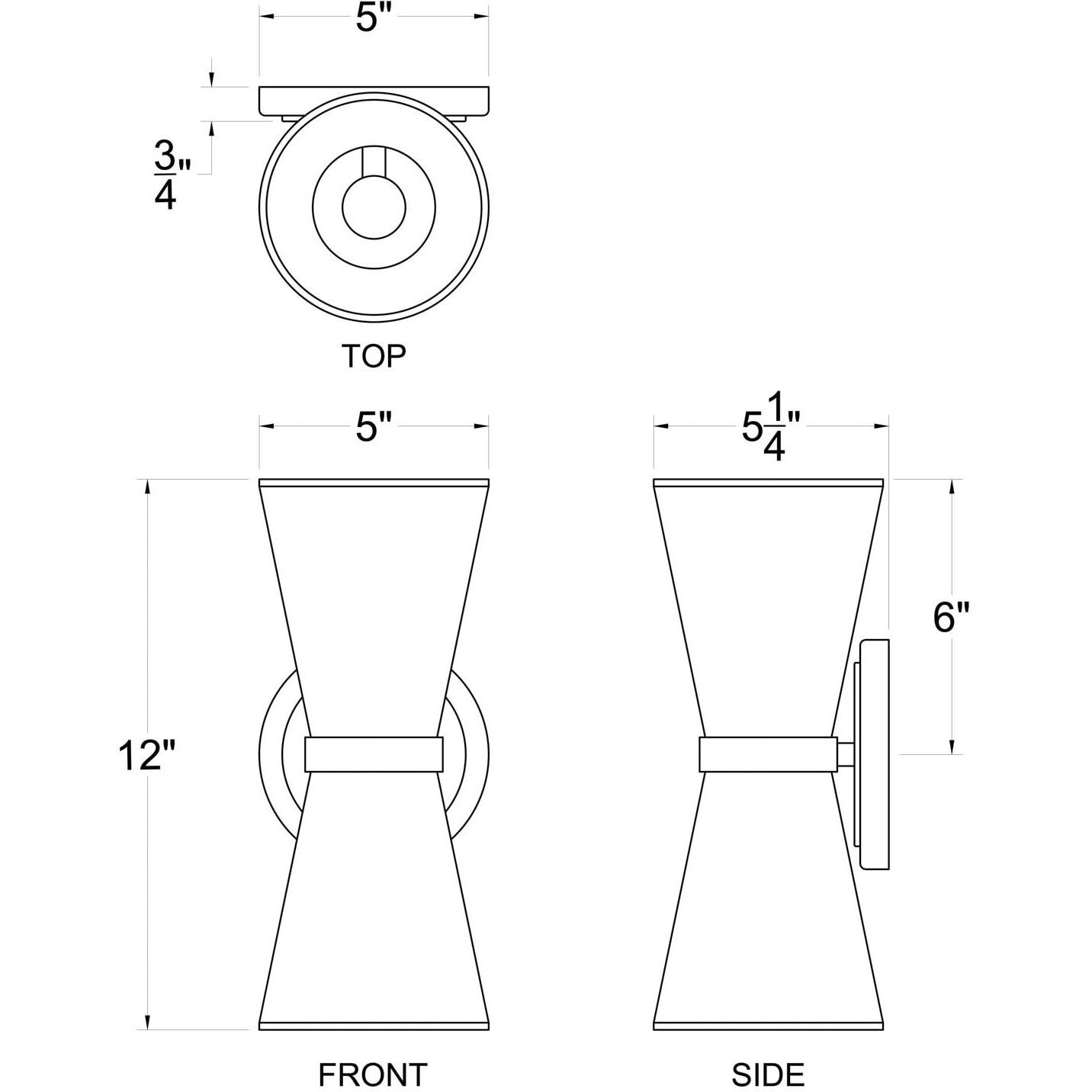 Mad Hatter 2 Light 5 inch Matte Black and French Gold Wall Sconce Wall Light