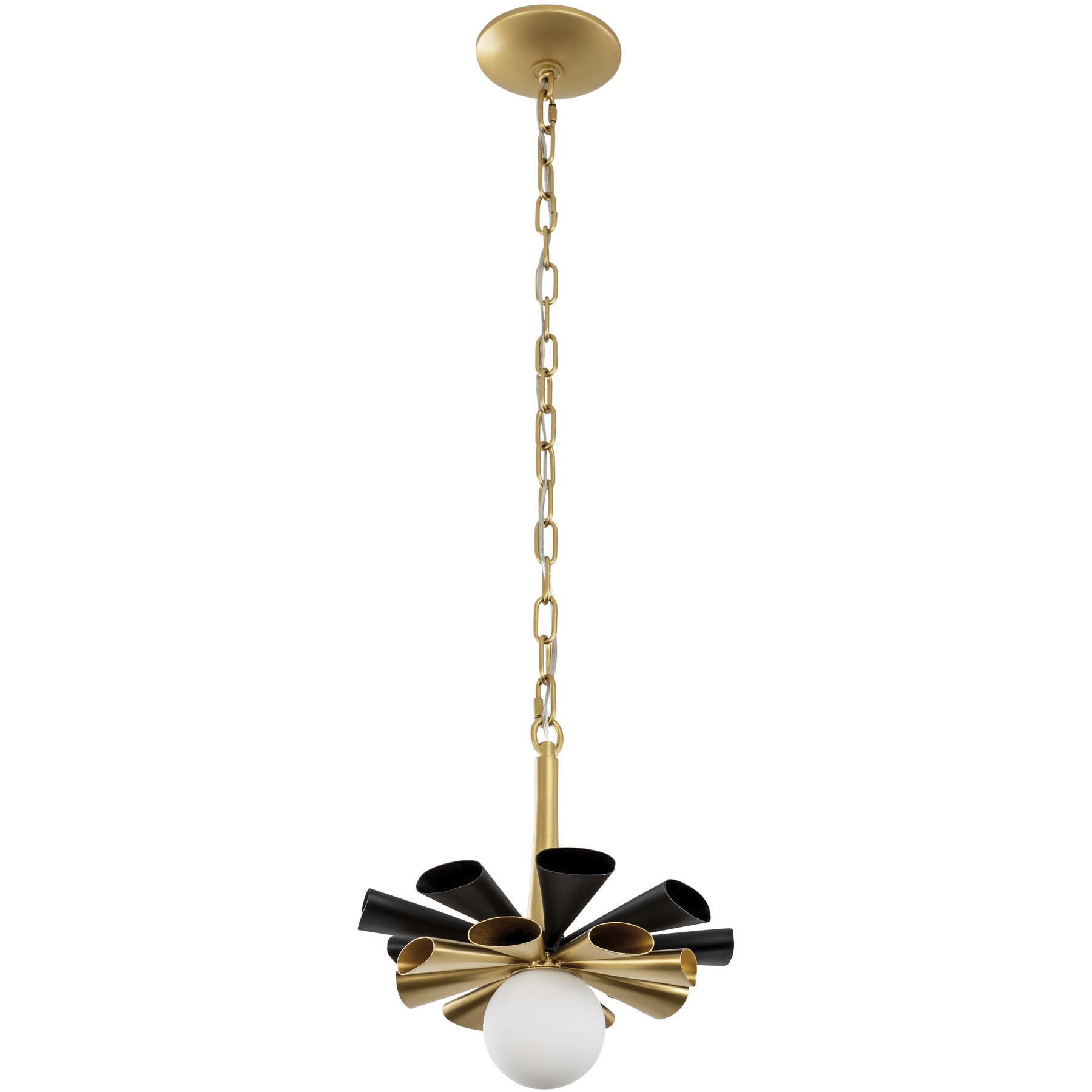 Daphne 1 Light 12.25 inch Matte Black with French Gold Pendant Ceiling Light