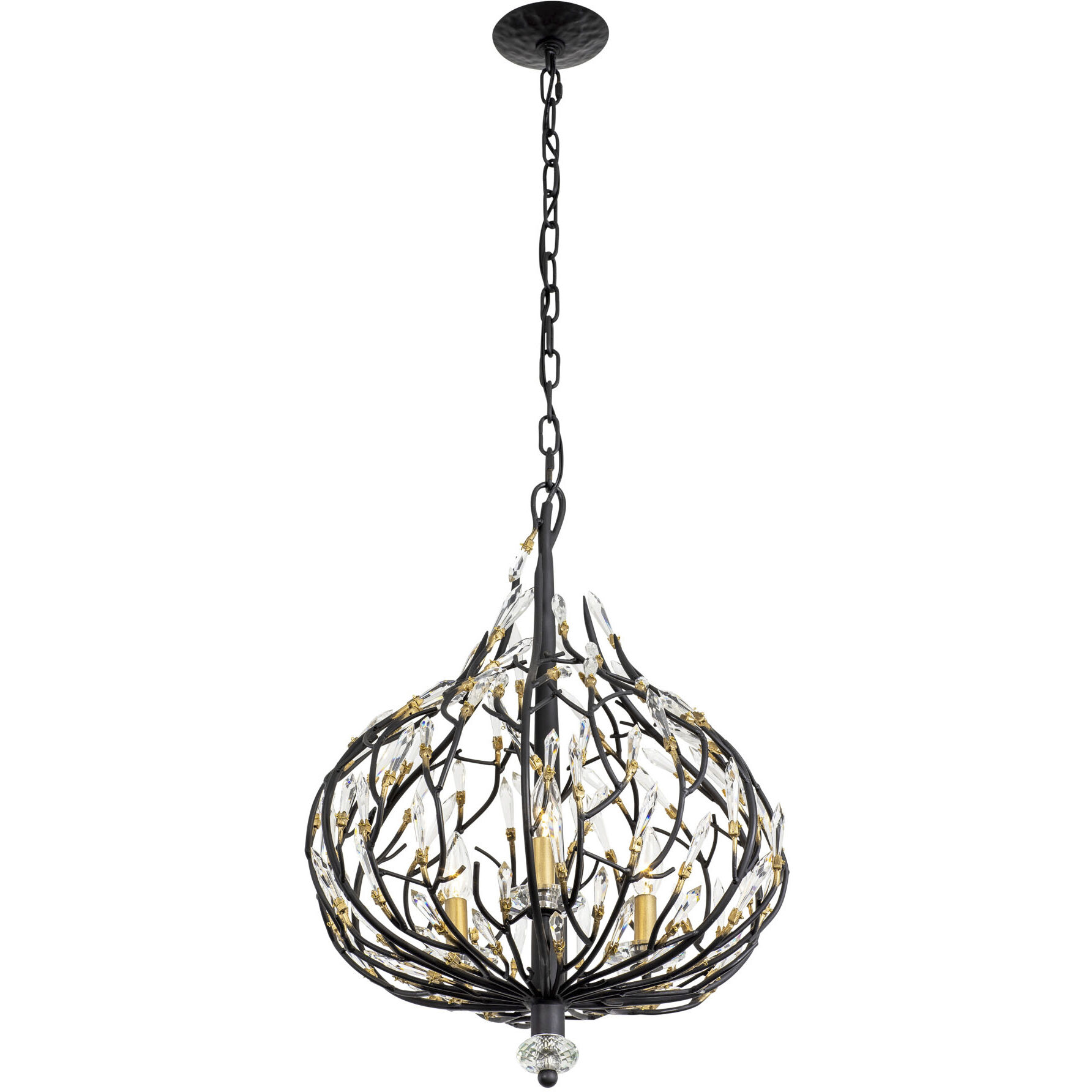Bask 3 Light 18 inch Matte Black and French Gold Pendant Ceiling Light