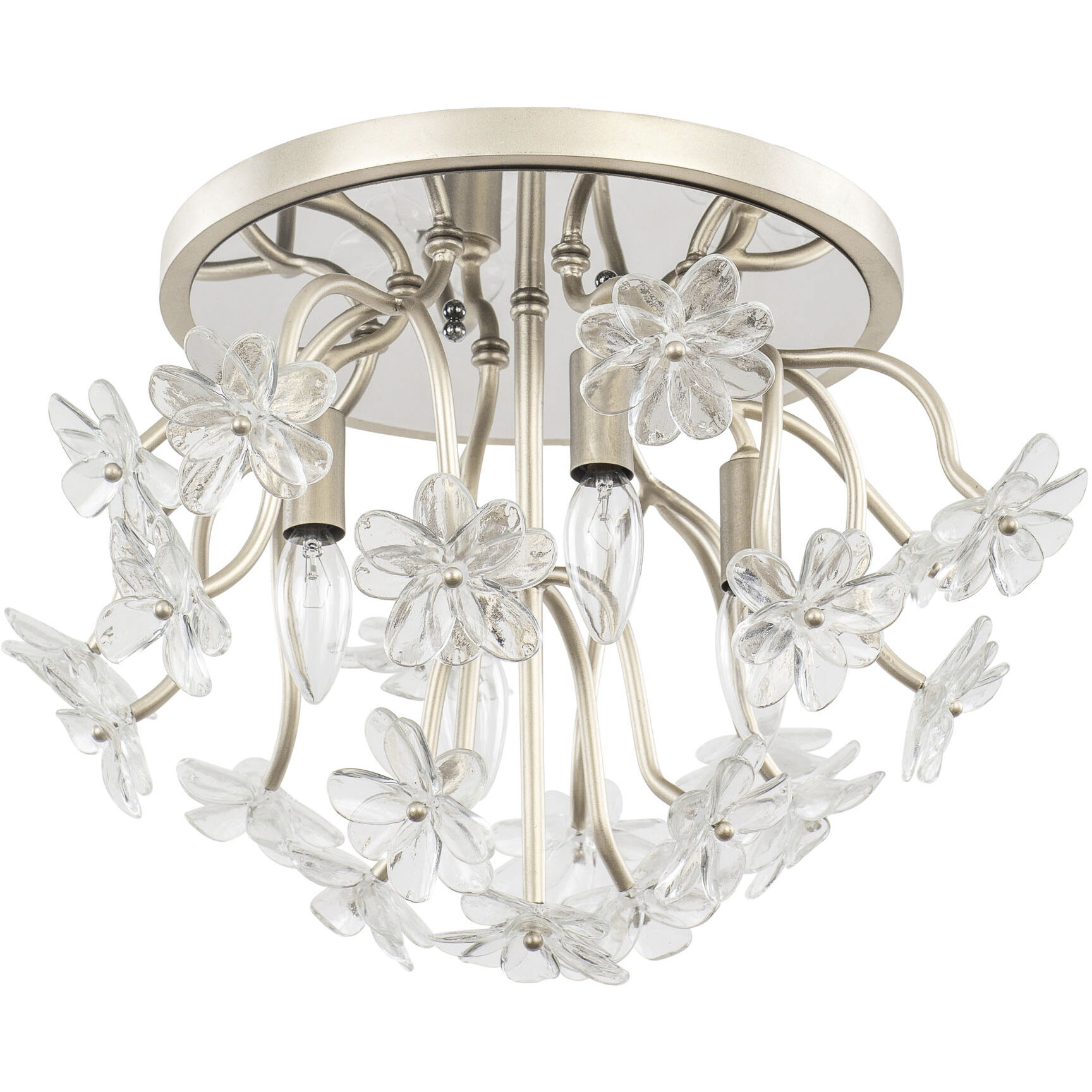 Wildflower 4 Light 19 inch Gold Dust Semi-Flush Ceiling Light, Smithsonian Collaboration