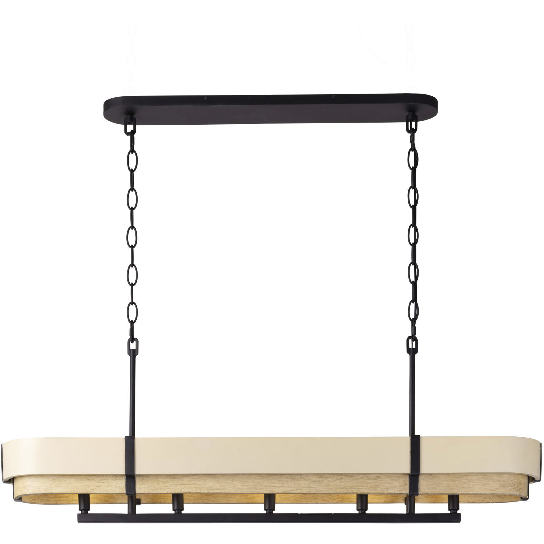 Blonde Moment 5 Light 46.25 inch Matte Black and Honey with Medium Oak Linear Pendant Ceiling Light