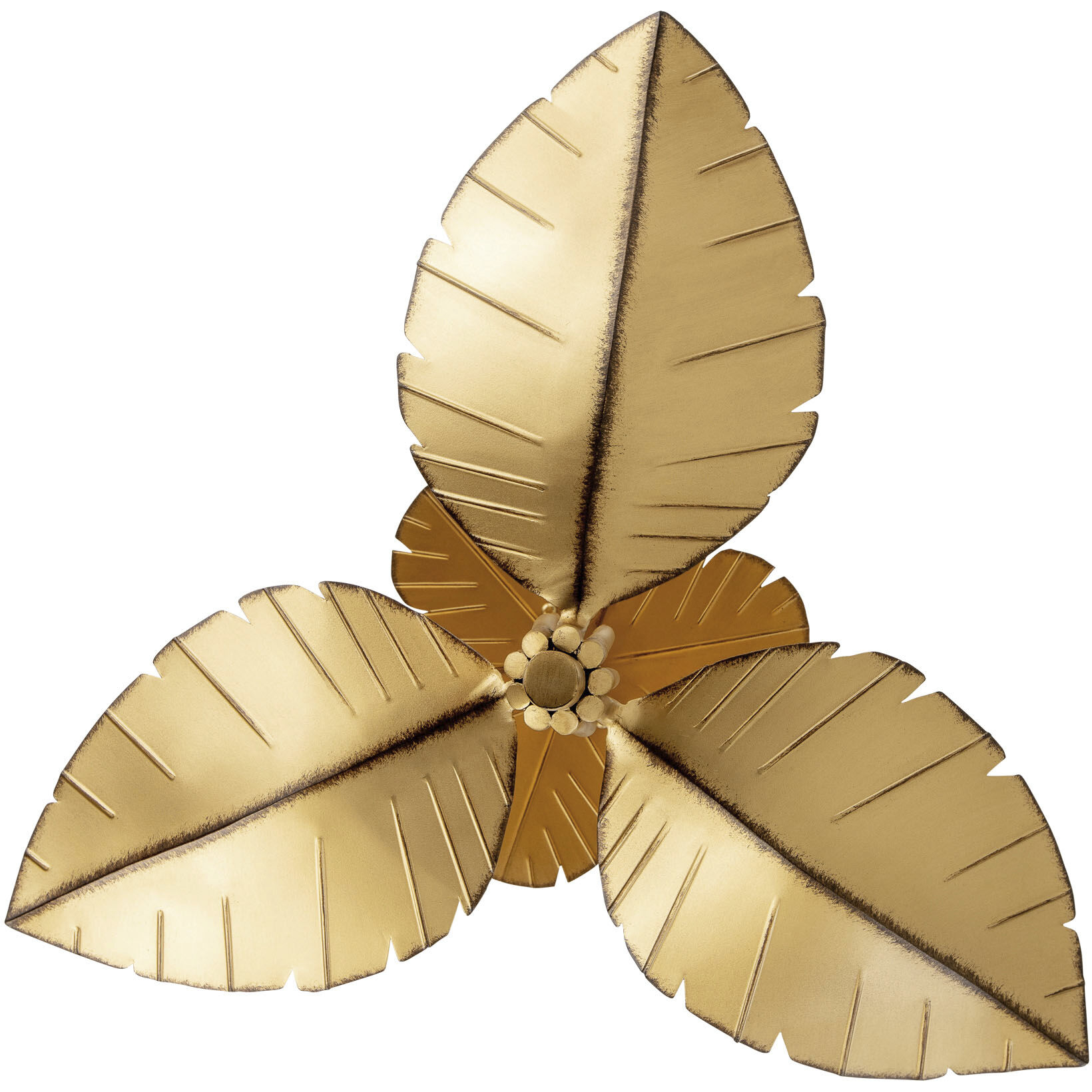 Banana Leaf 3 Light 24 inch Gold Semi-Flush Ceiling Light