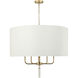 Secret Agent 5 Light 30 inch Painted Gold and White Leather Pendant Ceiling Light